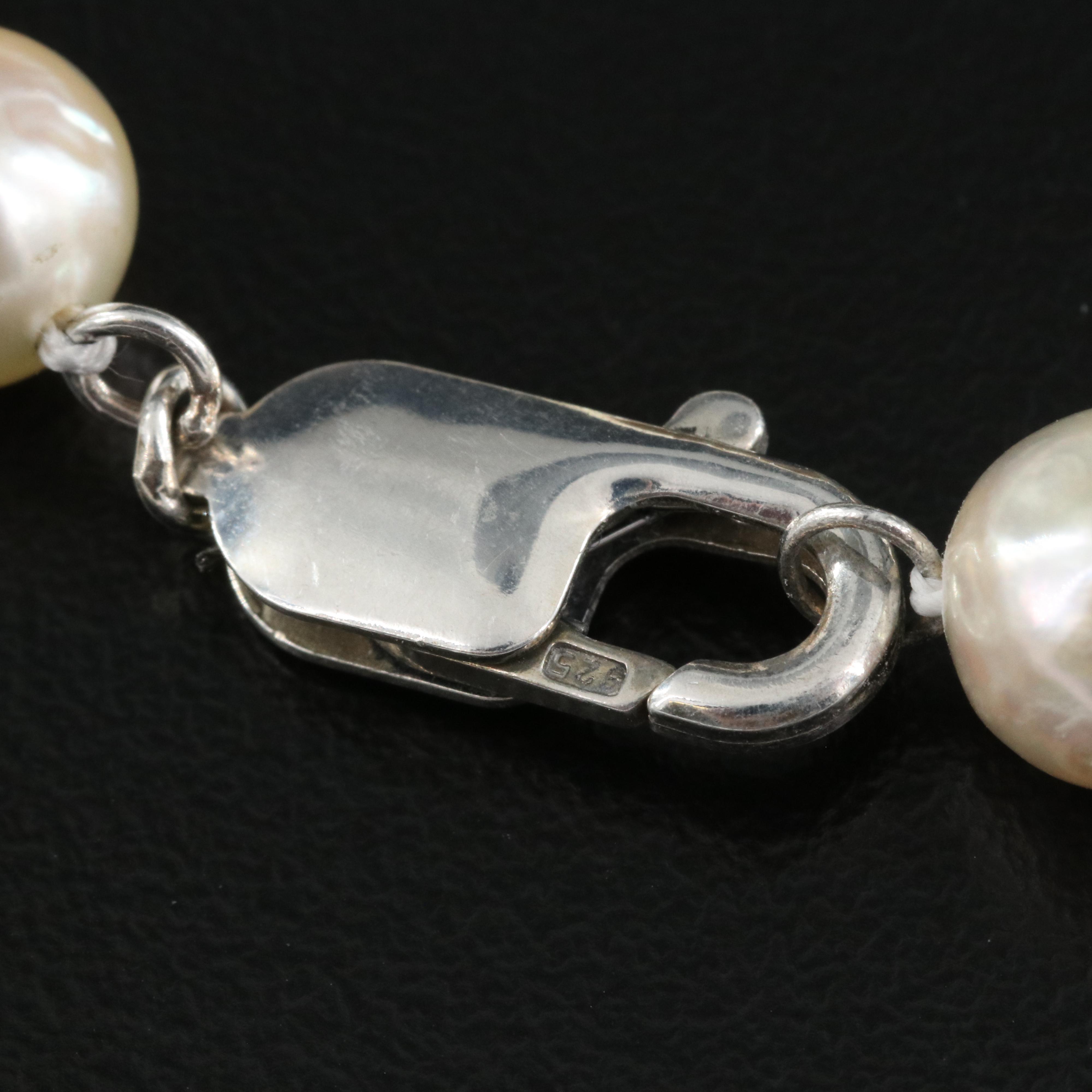 Rope Length Pearl Necklace with Sterling Clasp