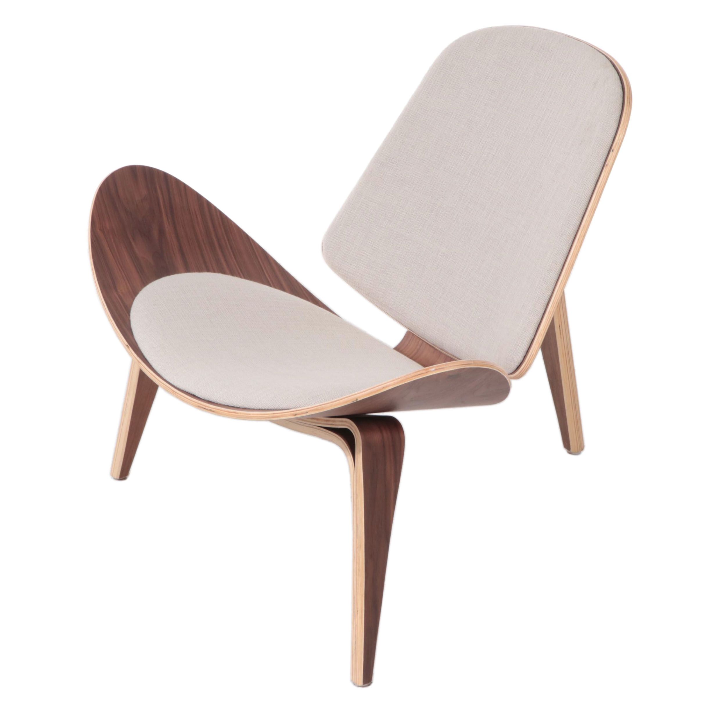 Modernist Style Laminated Walnut Tripod Lounge Chair