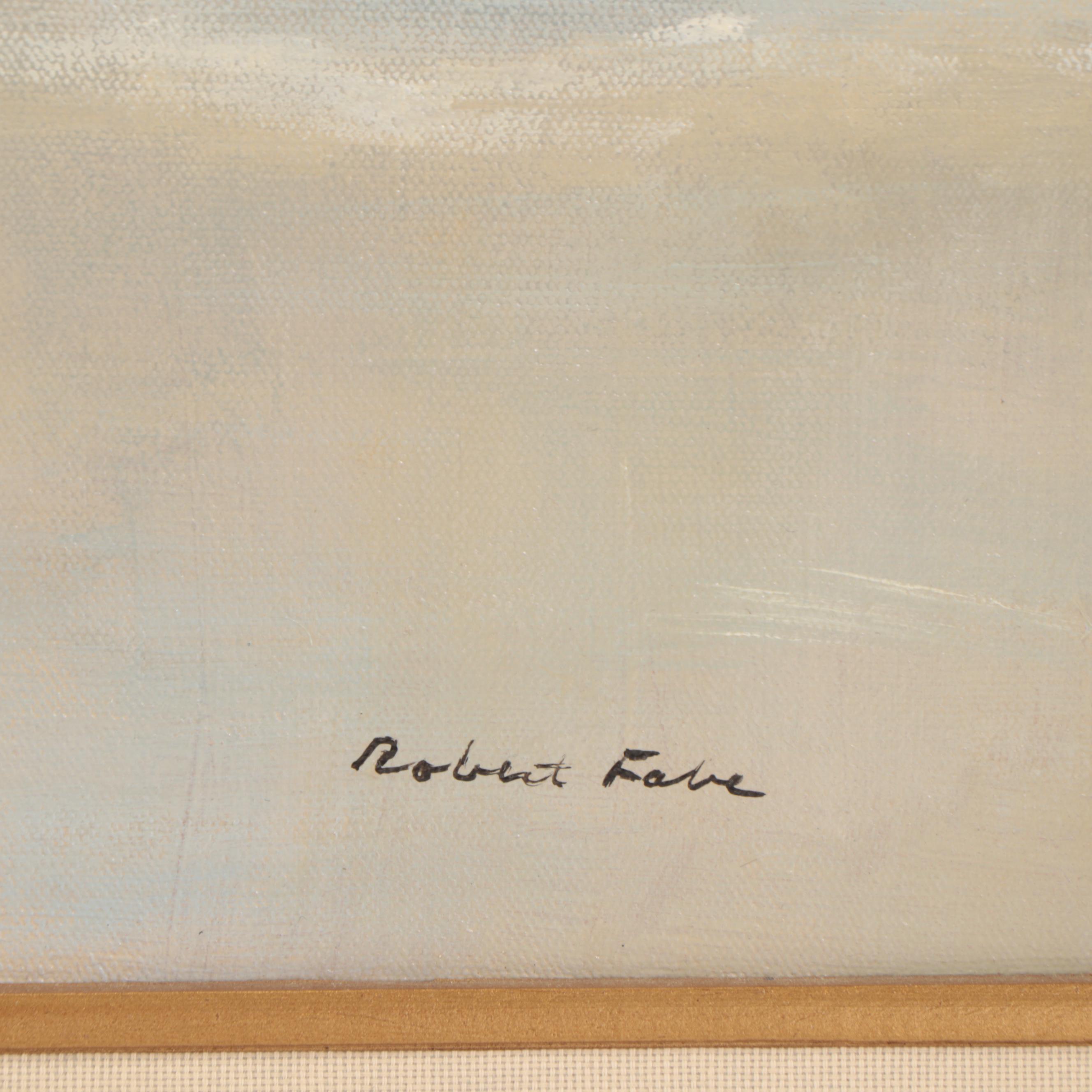 Robert Fabe Beach Scene Oil Painting, Late 20th Century