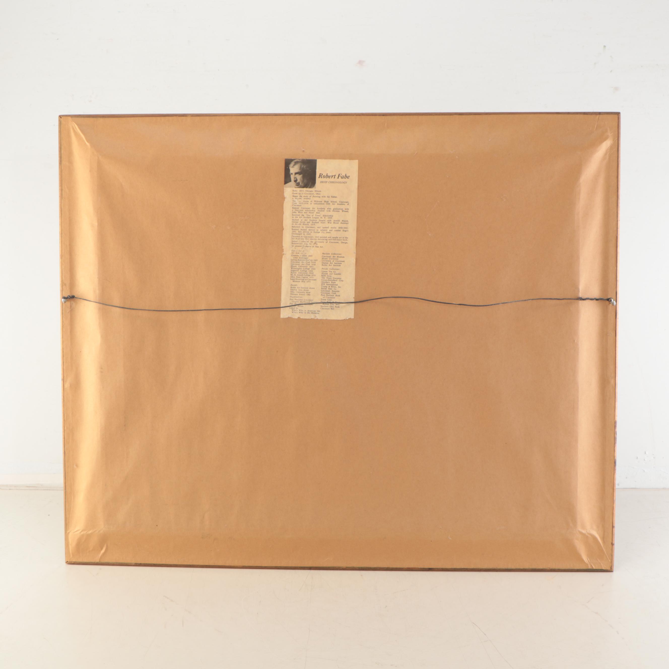 Robert Fabe Beach Scene Oil Painting, Late 20th Century