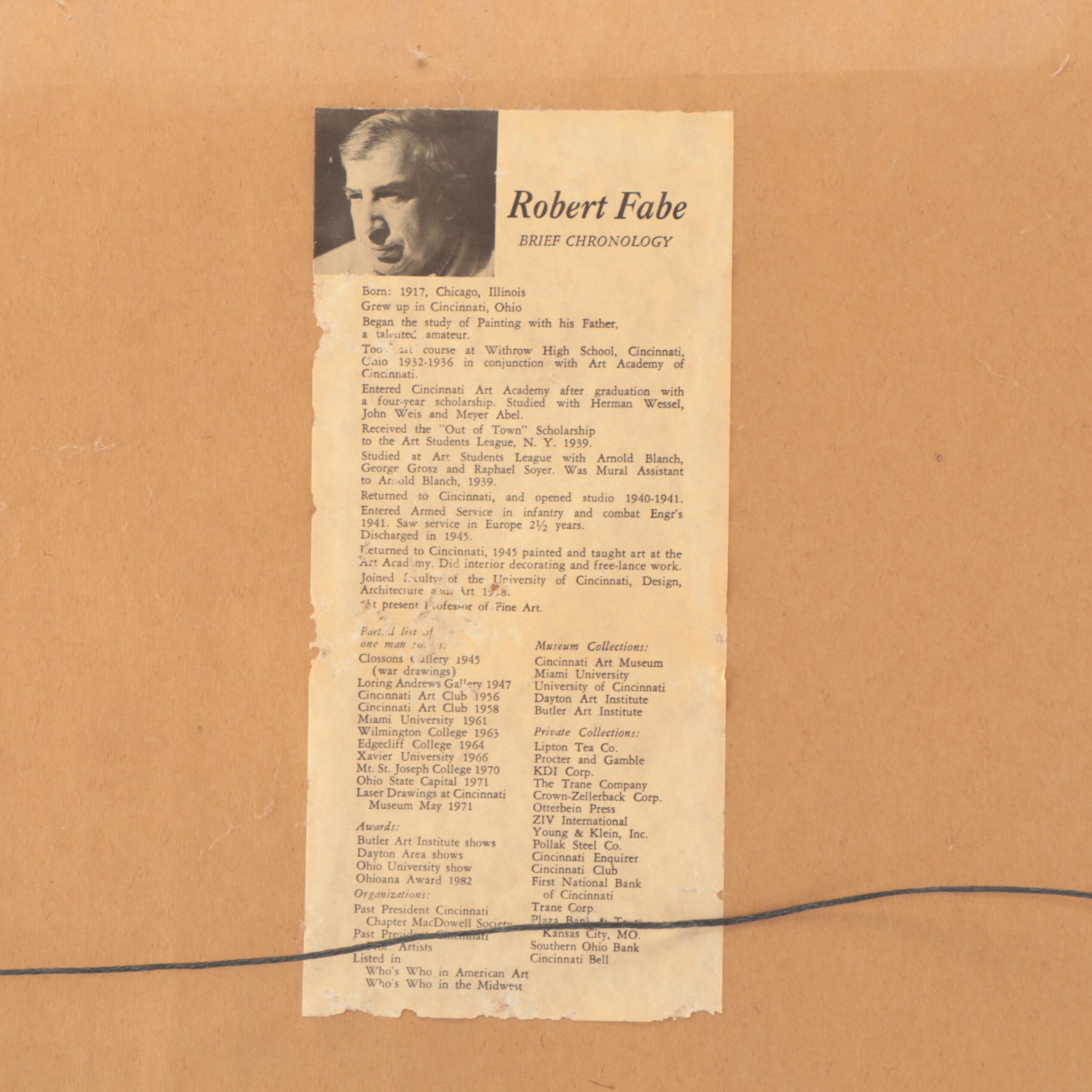 Robert Fabe Beach Scene Oil Painting, Late 20th Century