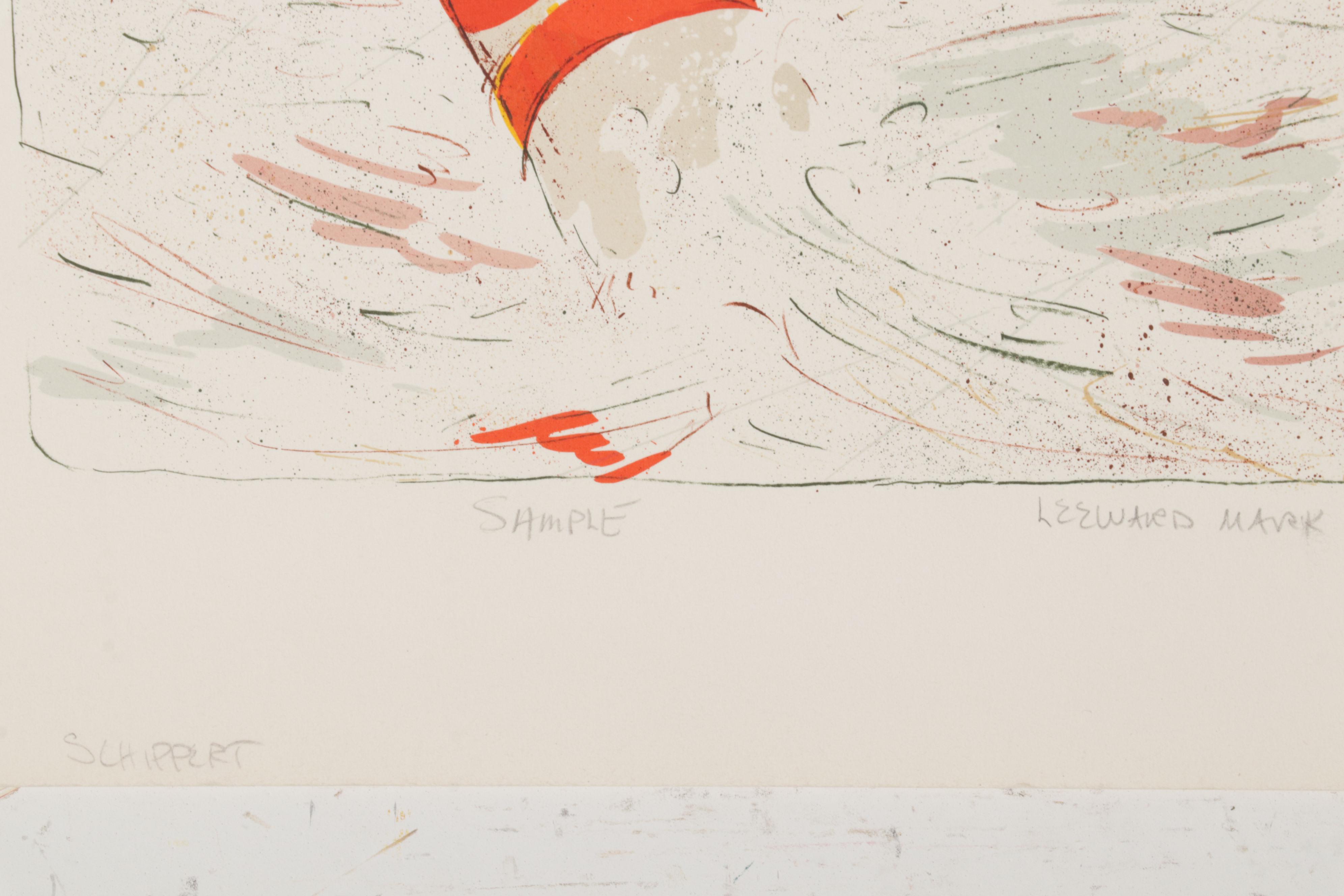 Elizabeth Schippert Maritime Color Lithographs of Yachts, Late 20th Century