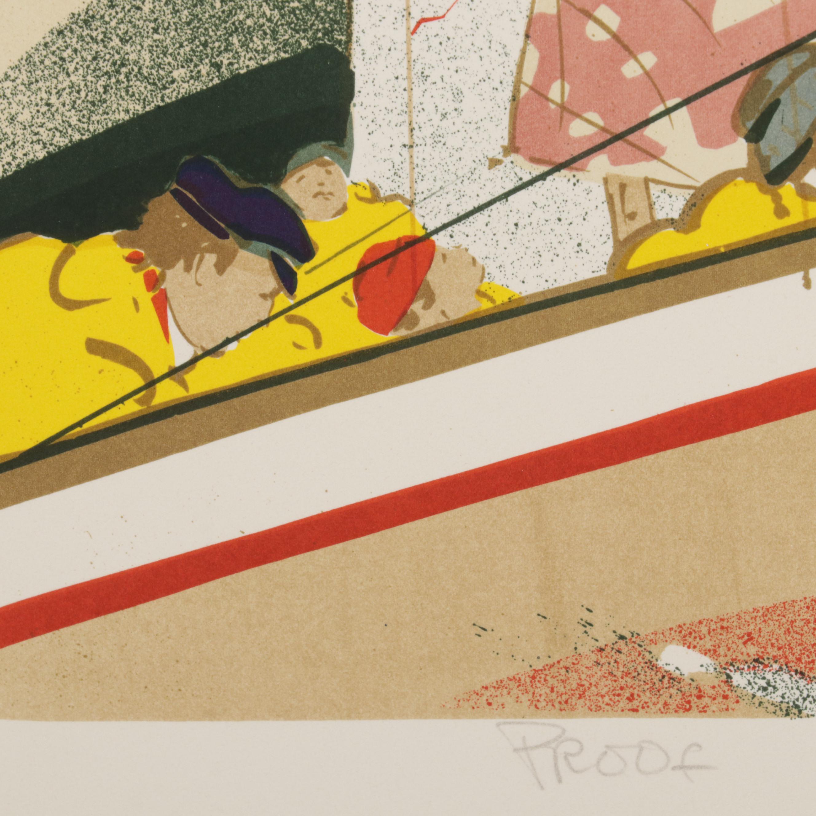 Elizabeth Schippert Maritime Color Lithographs of Yachts, Late 20th Century