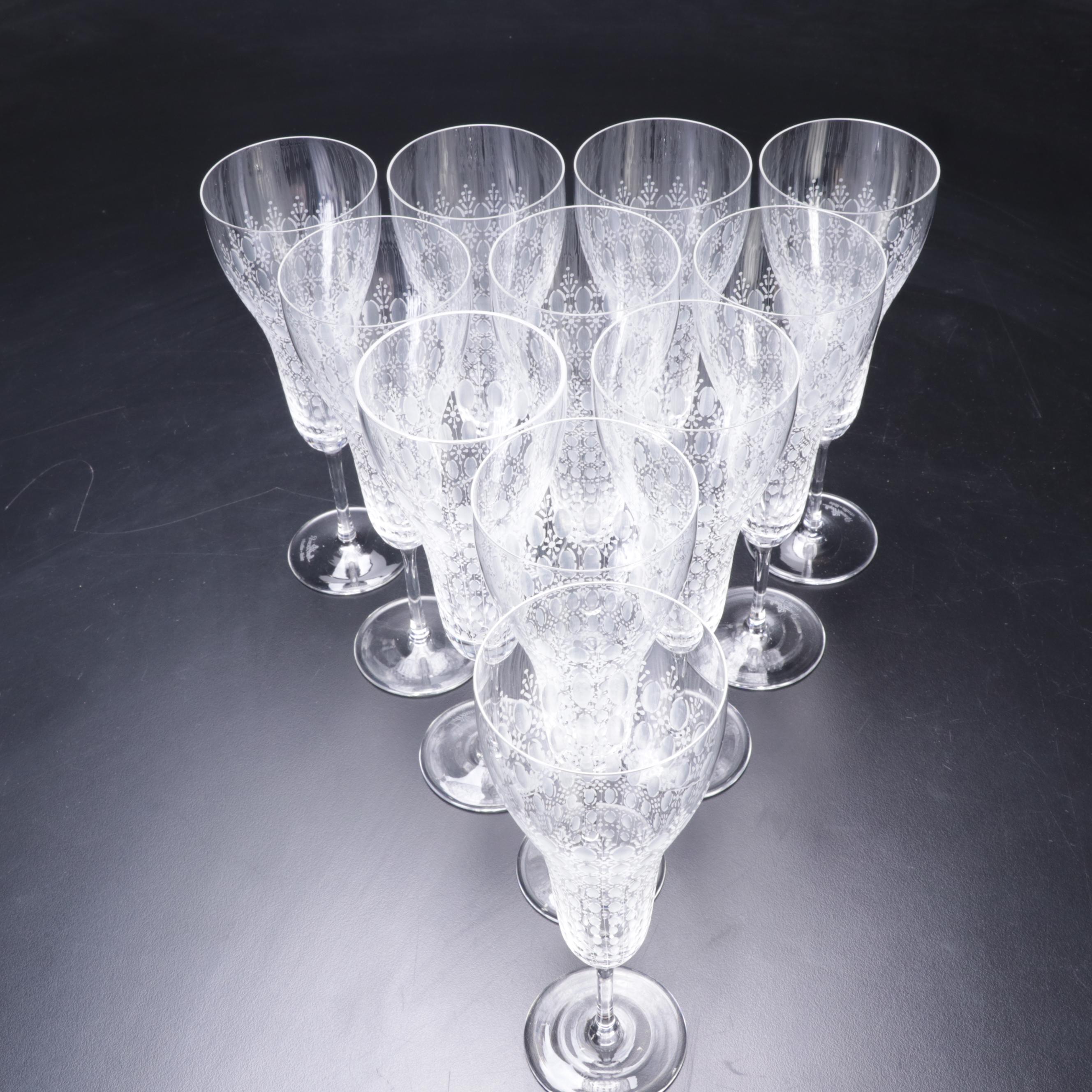 Rosenthal Crystal "Romance" Champagne Flutes, Late 20th Century