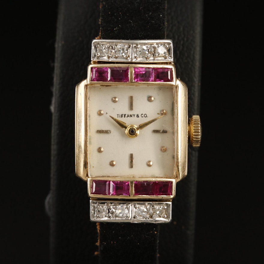 Tiffany & Co. 14K Diamond and Ruby Hand-Wind Wristwatch