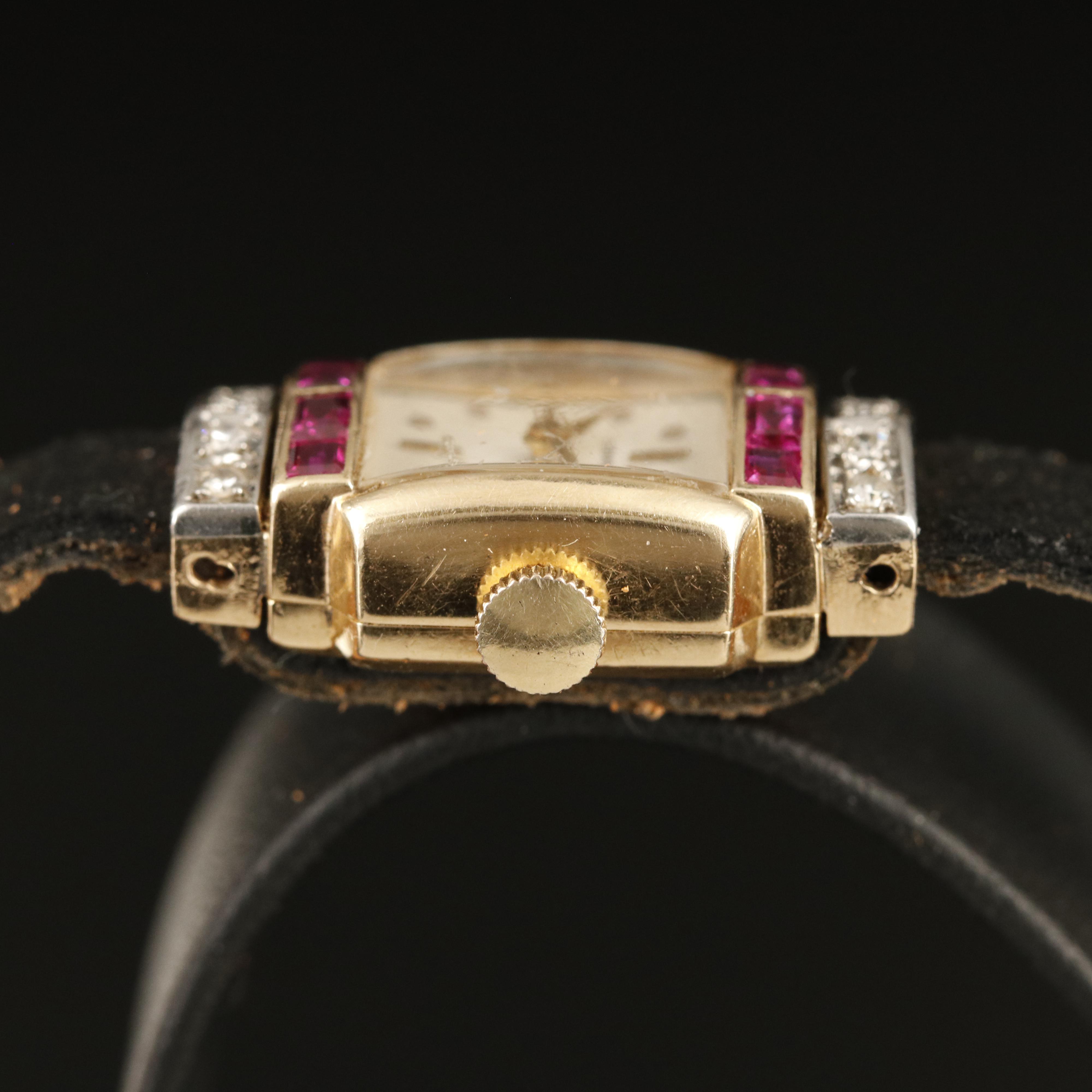 Tiffany & Co. 14K Diamond and Ruby Hand-Wind Watch