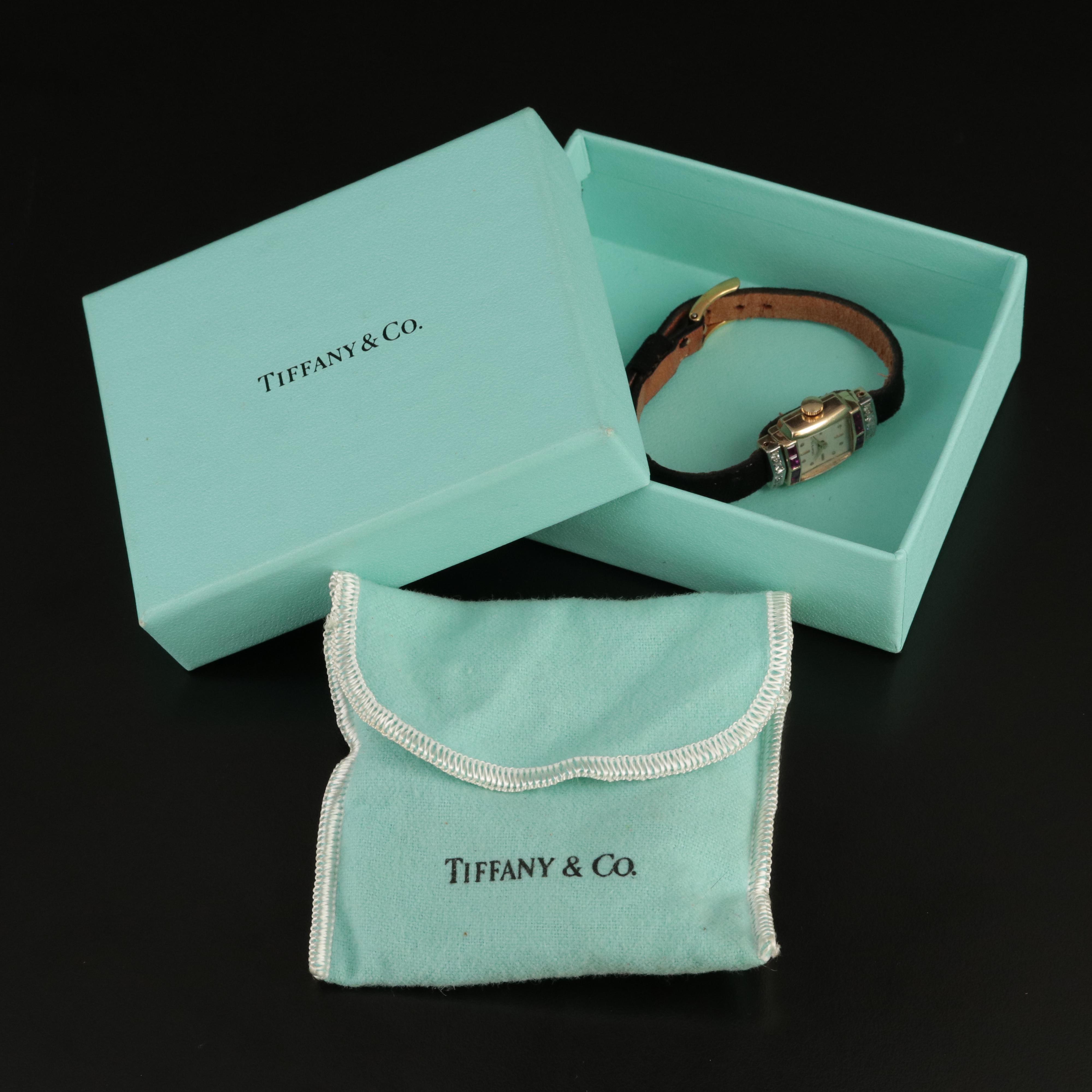 Tiffany & Co. 14K Diamond and Ruby Hand-Wind Watch