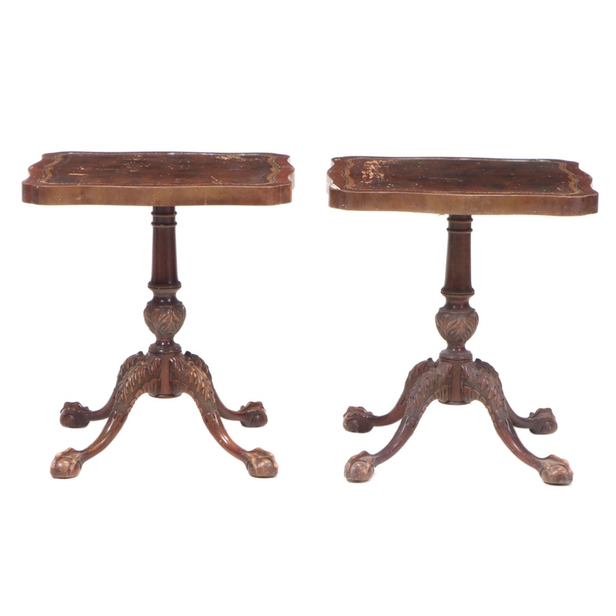 Pair of Chippendale Style Mahogany Side Tables, Mid-20th Century