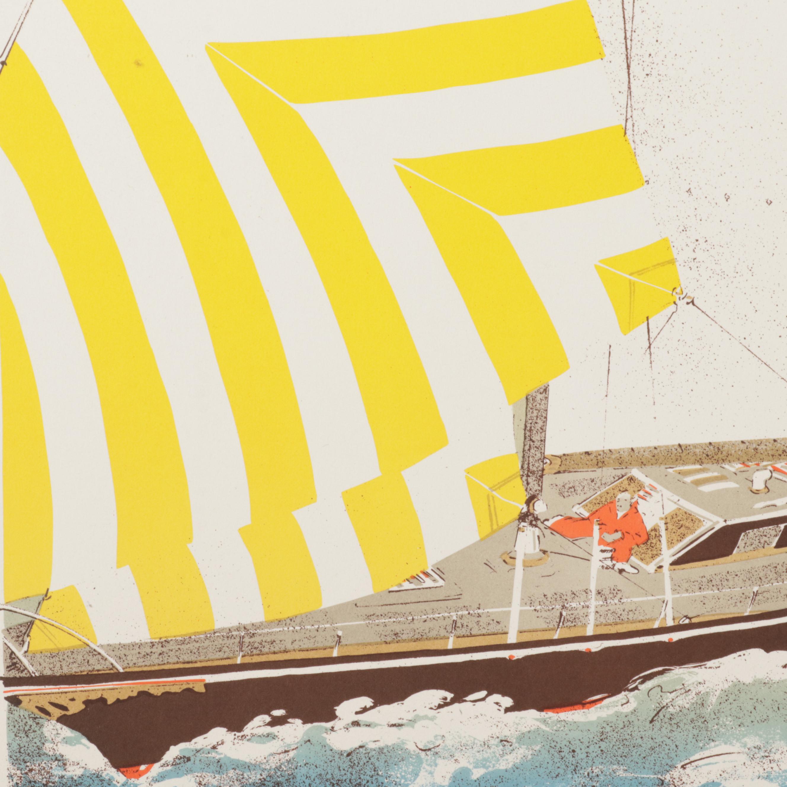 Elizabeth Schippert Yachting Color Lithographs, Late 20th Century