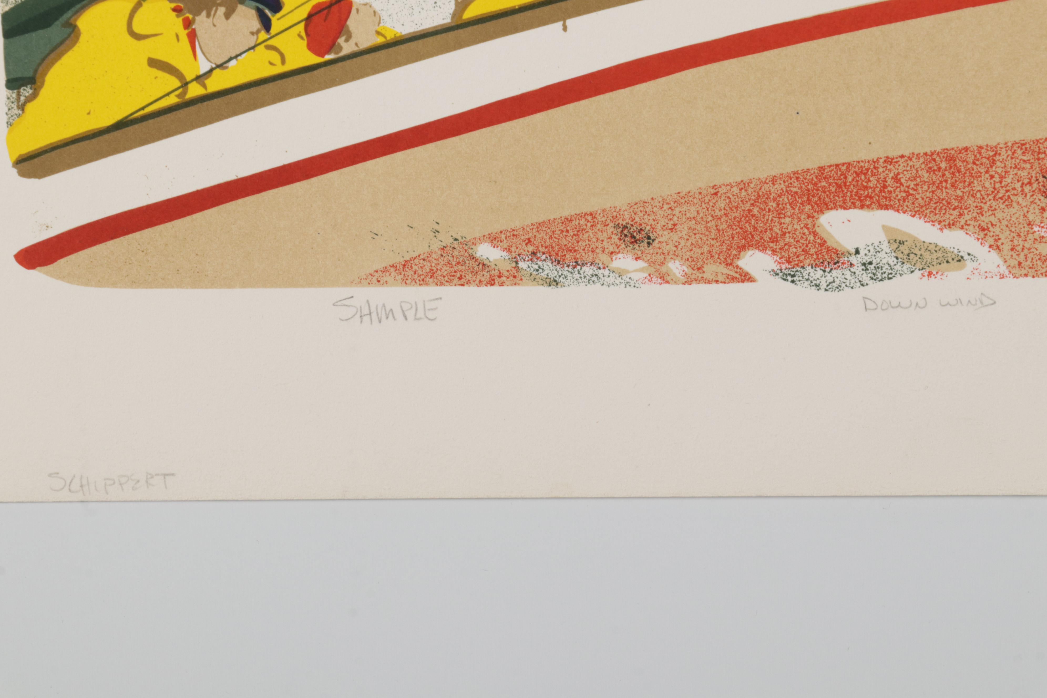 Elizabeth Schippert Yachting Color Lithographs, Late 20th Century