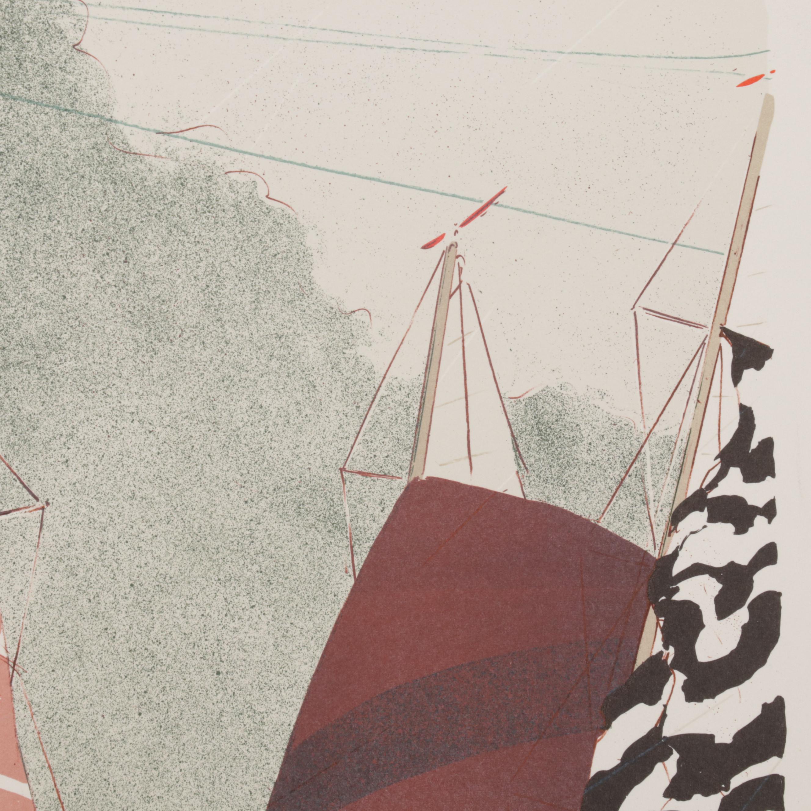 Elizabeth Schippert Yachting Color Lithographs, Late 20th Century