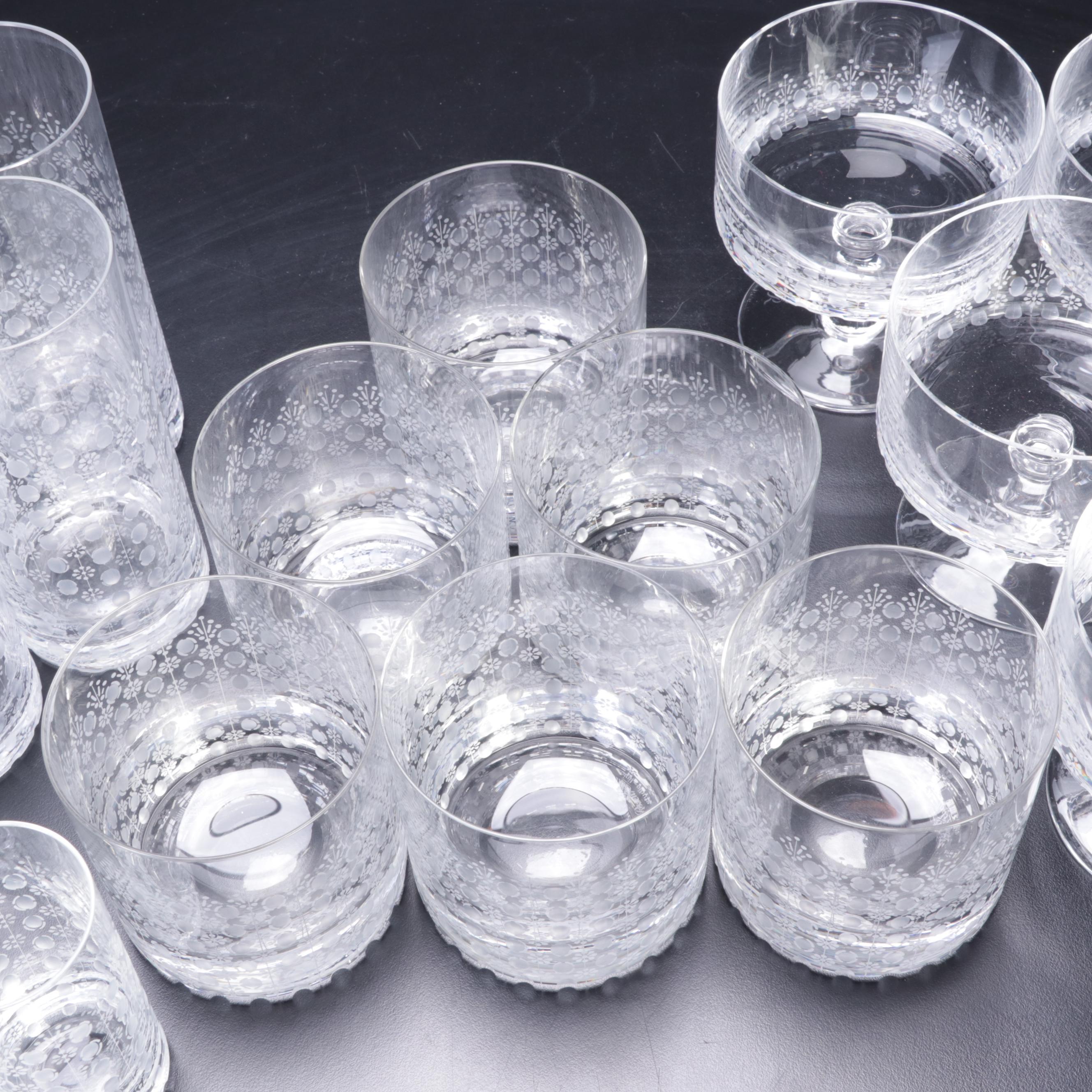 Rosenthal Crystal "Romance" Old Fashioned, Highball, and Other Cocktail Glasses