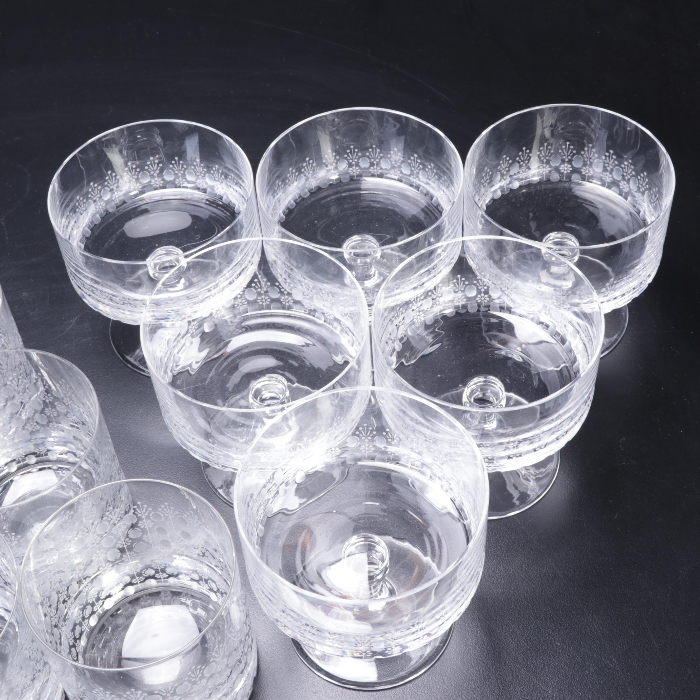 Rosenthal Crystal "Romance" Old Fashioned, Highball, and Other Cocktail Glasses