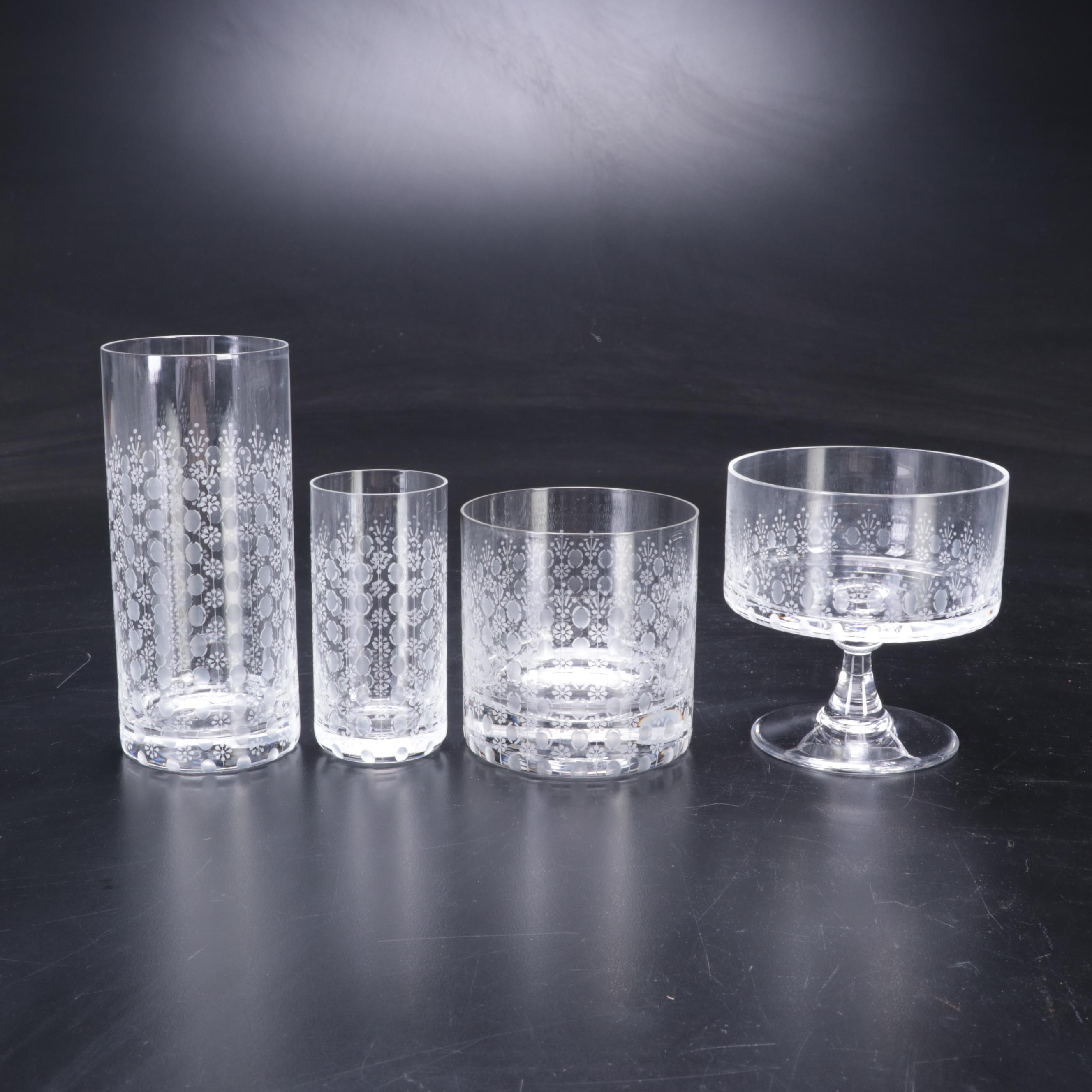 Rosenthal Crystal "Romance" Old Fashioned, Highball, and Other Cocktail Glasses
