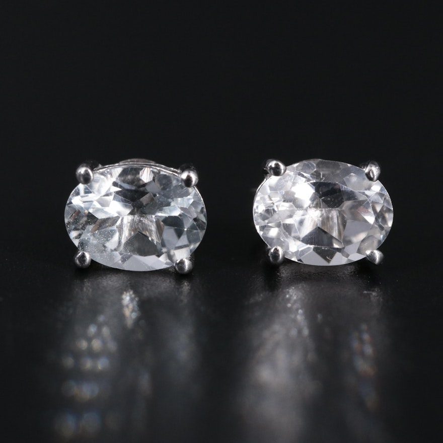 Sterling Silver Topaz Stud Earrings