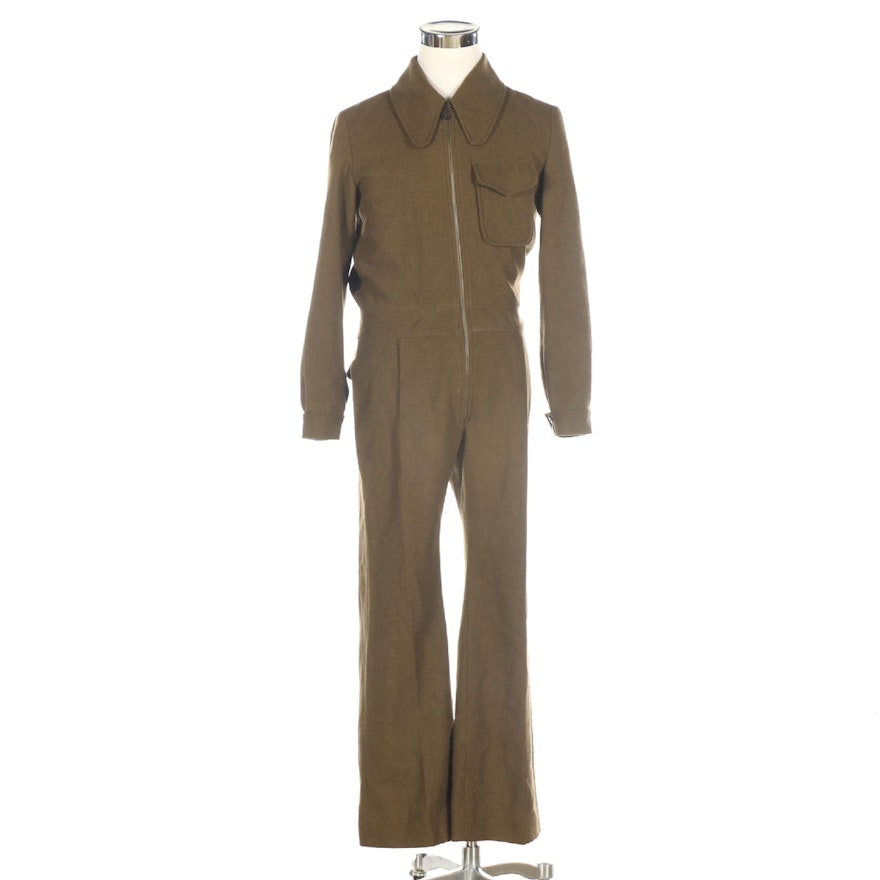 Men's Gucci Retro Style Jumpsuit in Olive Green Wool