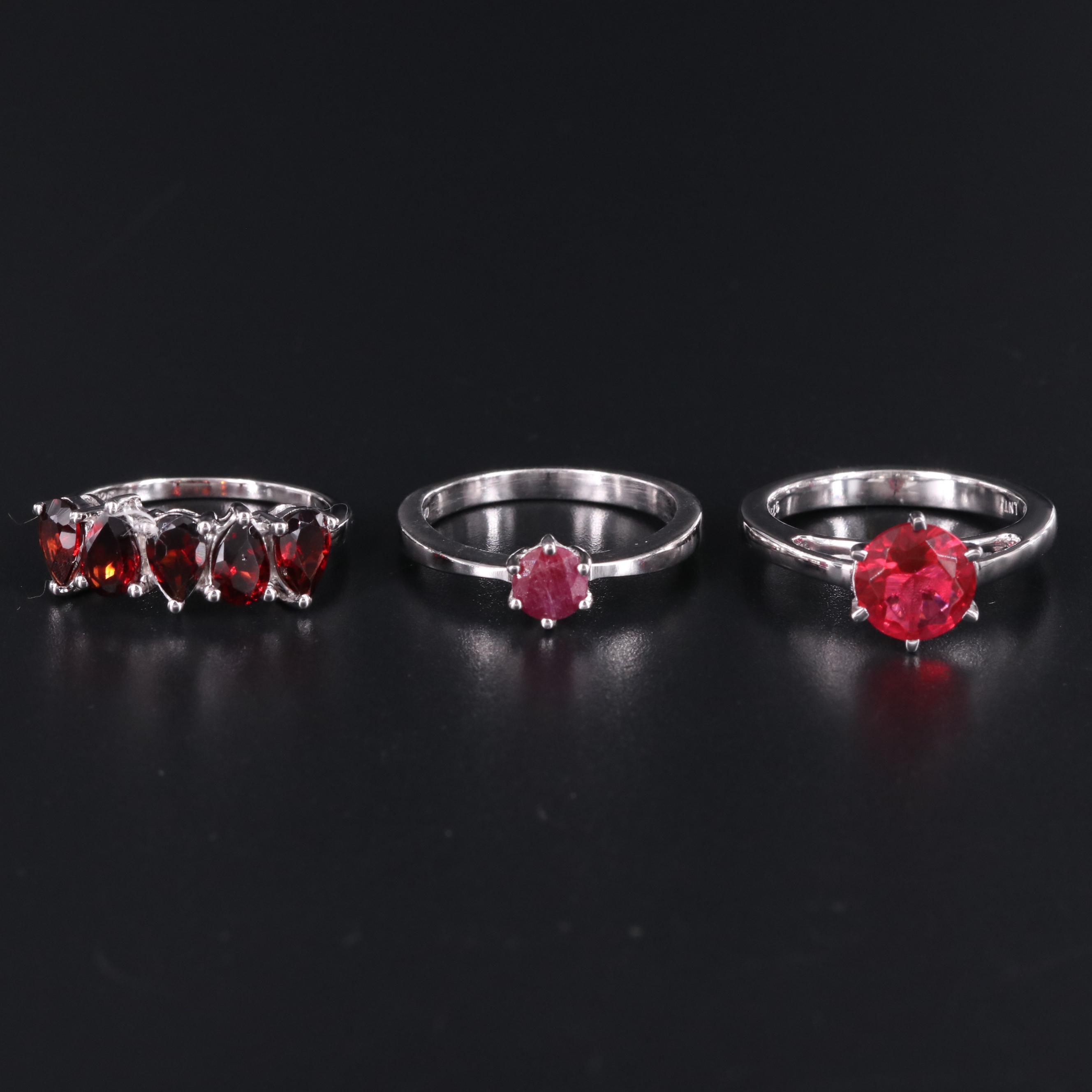 Assortment of Sterling Silver Gemstone Rings