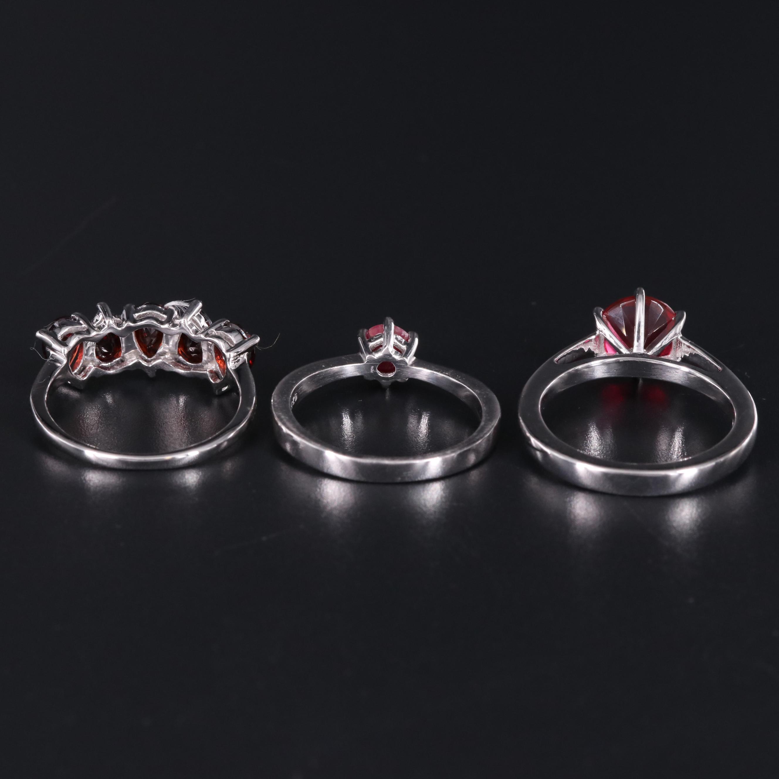 Assortment of Sterling Silver Gemstone Rings