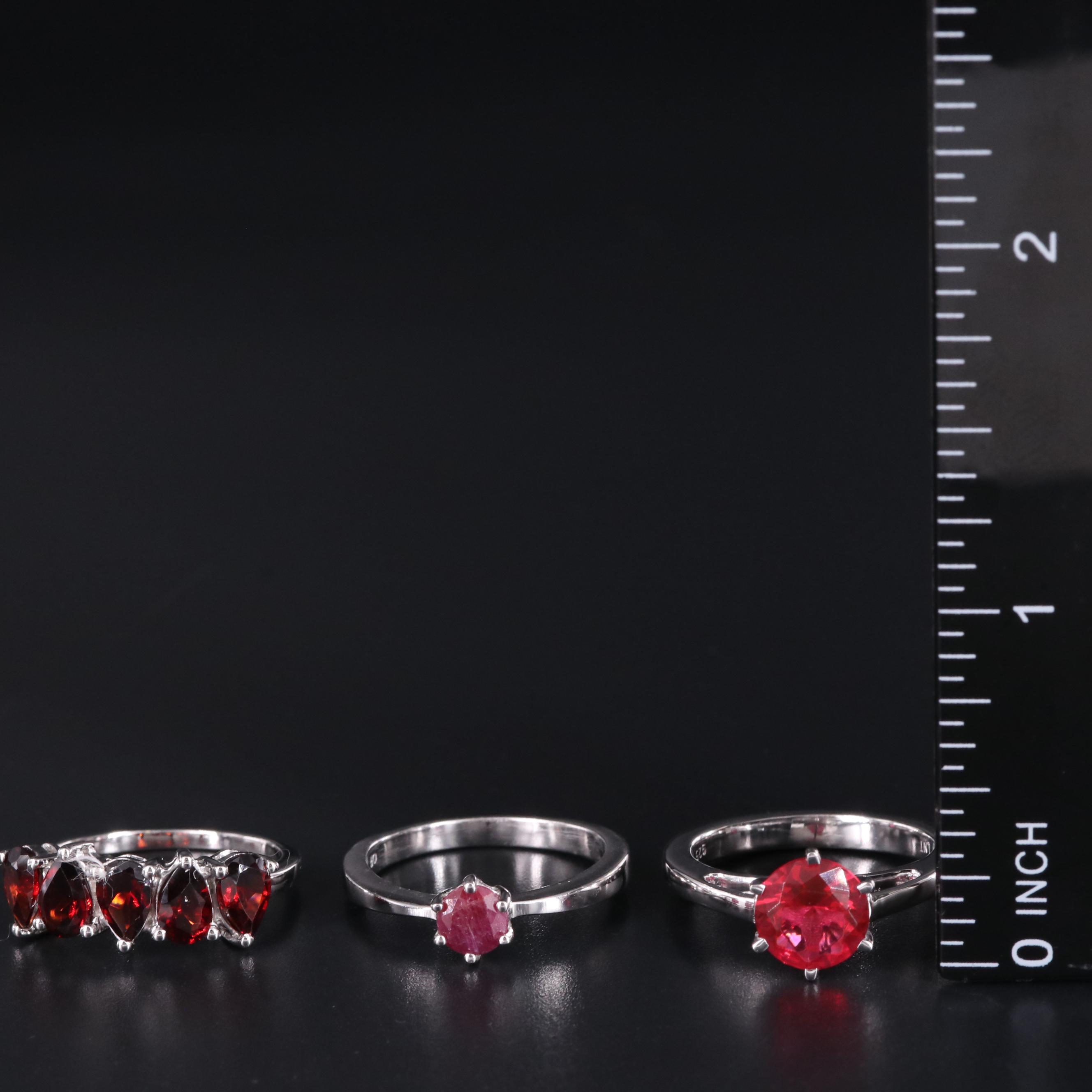 Assortment of Sterling Silver Gemstone Rings