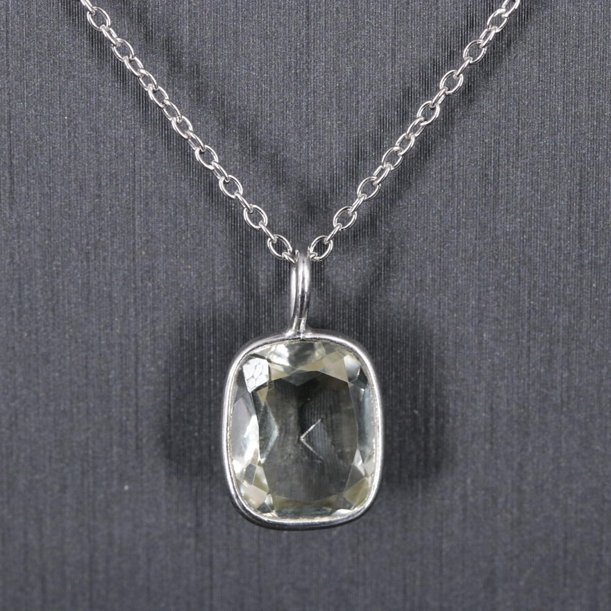 Sterling Silver Pendant Necklace Featuring Amethyst