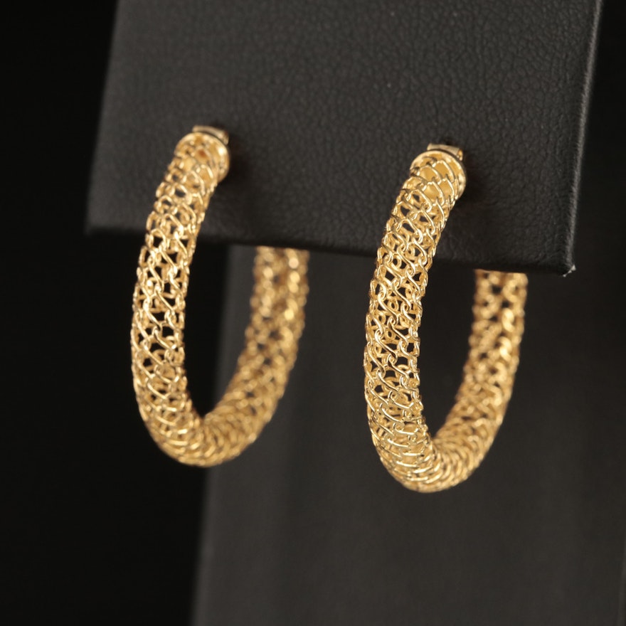 14K Mesh Hoop Earrings