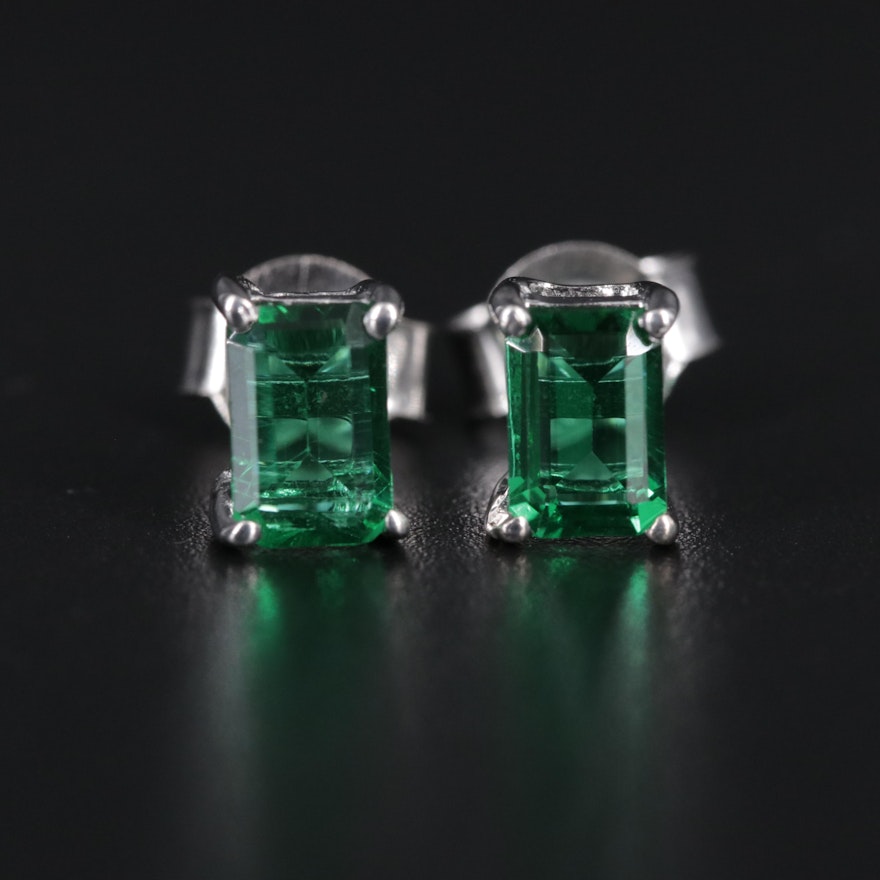 Sterling Silver Emerald Stud Earrings