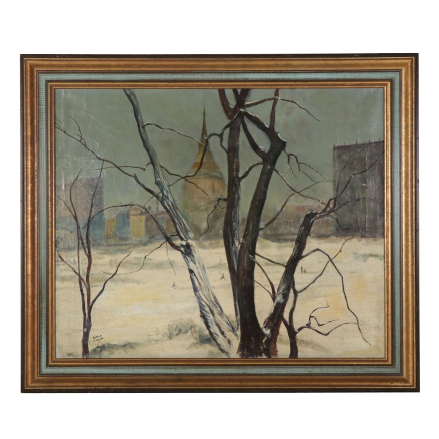 Arthur F. Wolff Oil Painting "Wade Park," Circa 1934