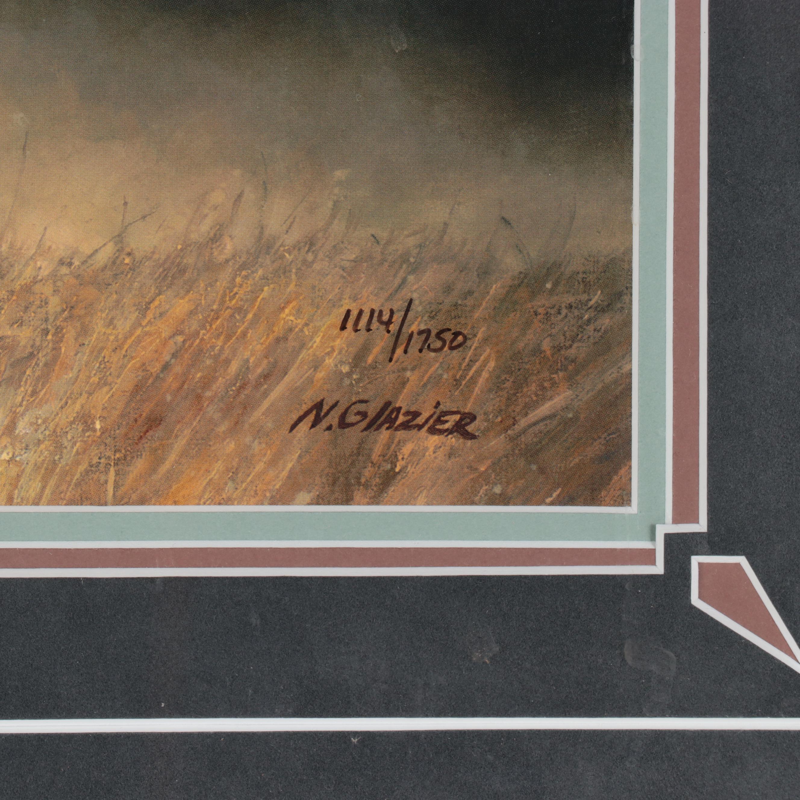 Nancy Glazier Animal Landscape Offset Lithograph "Rolling Thunder"