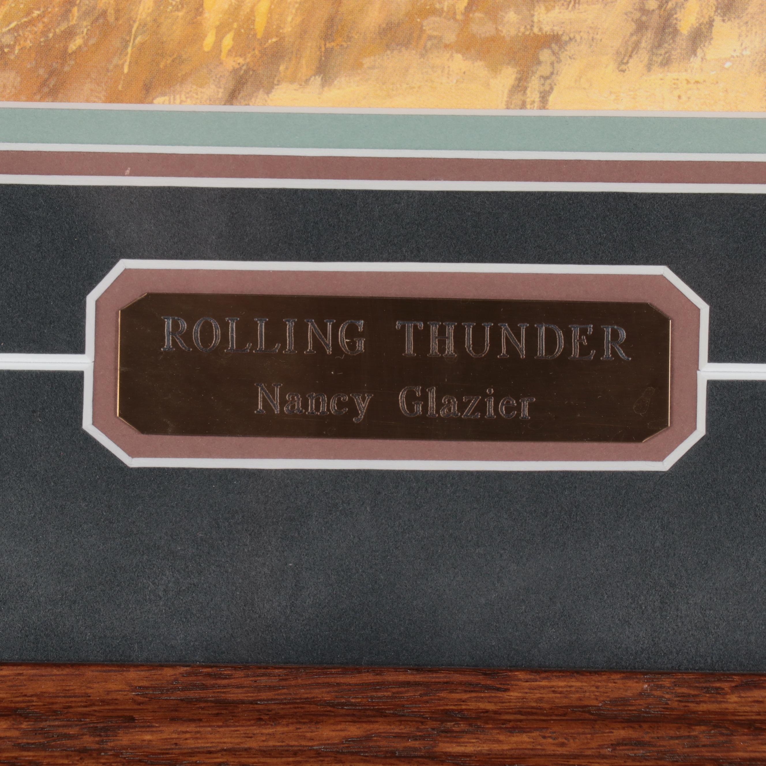 Nancy Glazier Animal Landscape Offset Lithograph "Rolling Thunder"