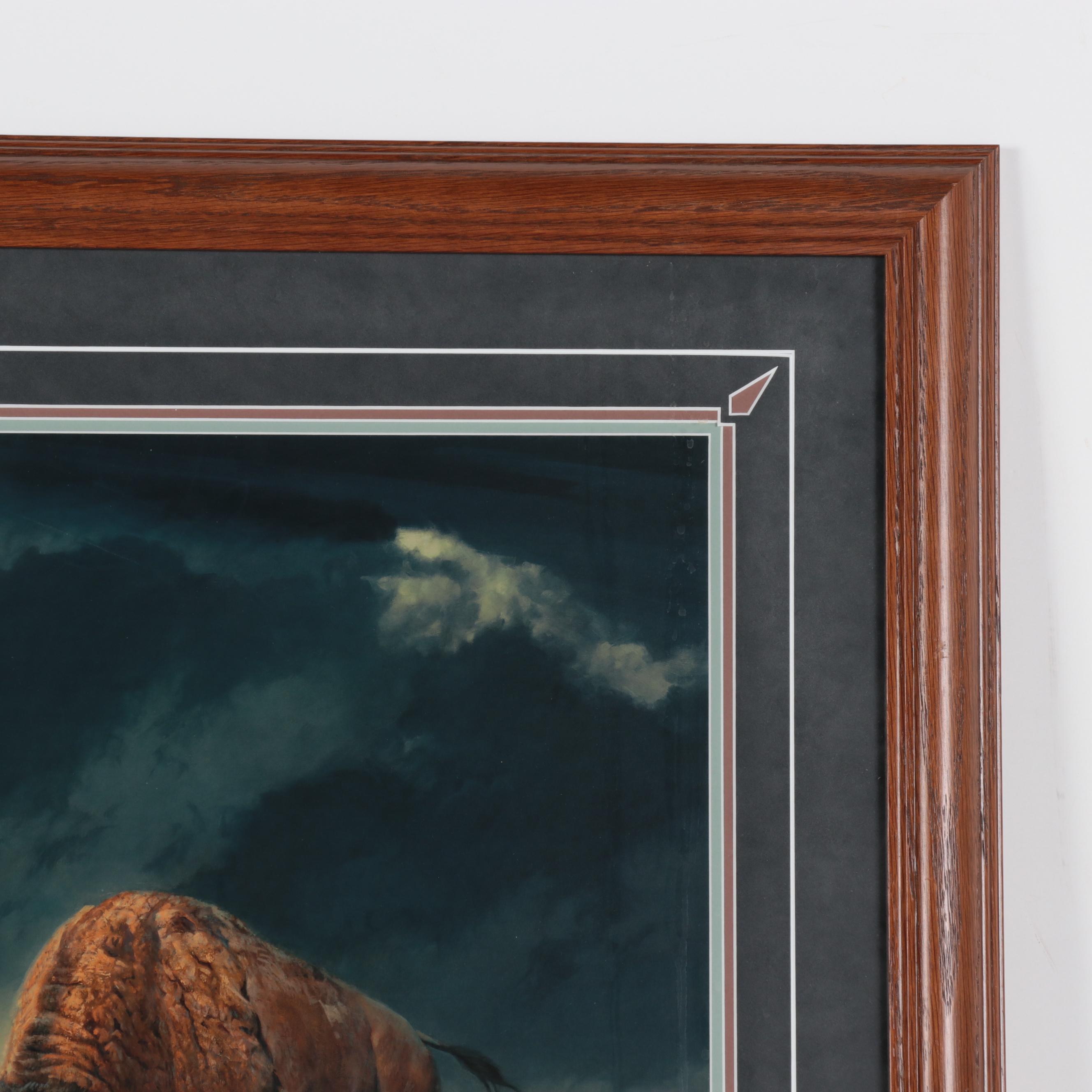 Nancy Glazier Animal Landscape Offset Lithograph "Rolling Thunder"