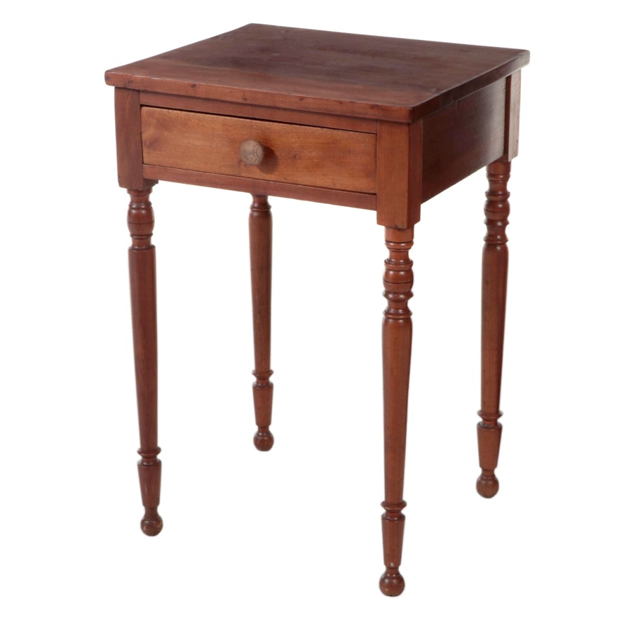 American Primitive Cherry One-Drawer Stand, Mid-19th Century