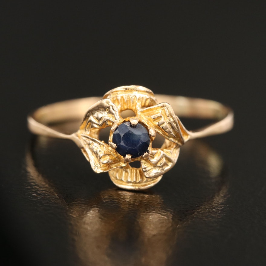 14K Sapphire Pinwheel Ring