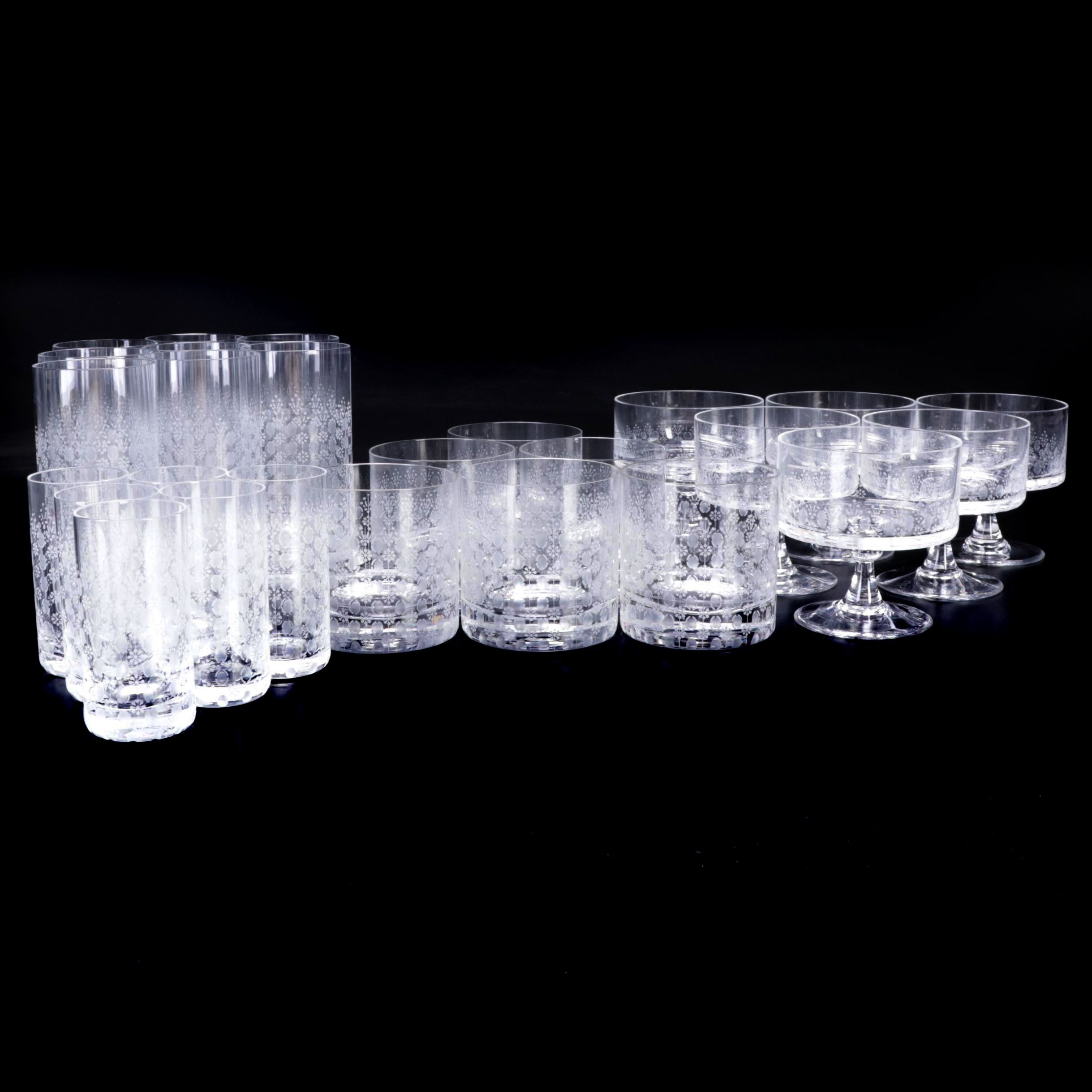 Rosenthal Crystal "Romance" Old Fashioned, Highball, and Other Cocktail Glasses