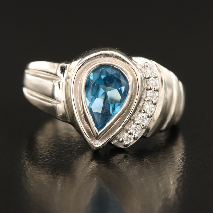 10K London Blue Topaz and Diamond Ring