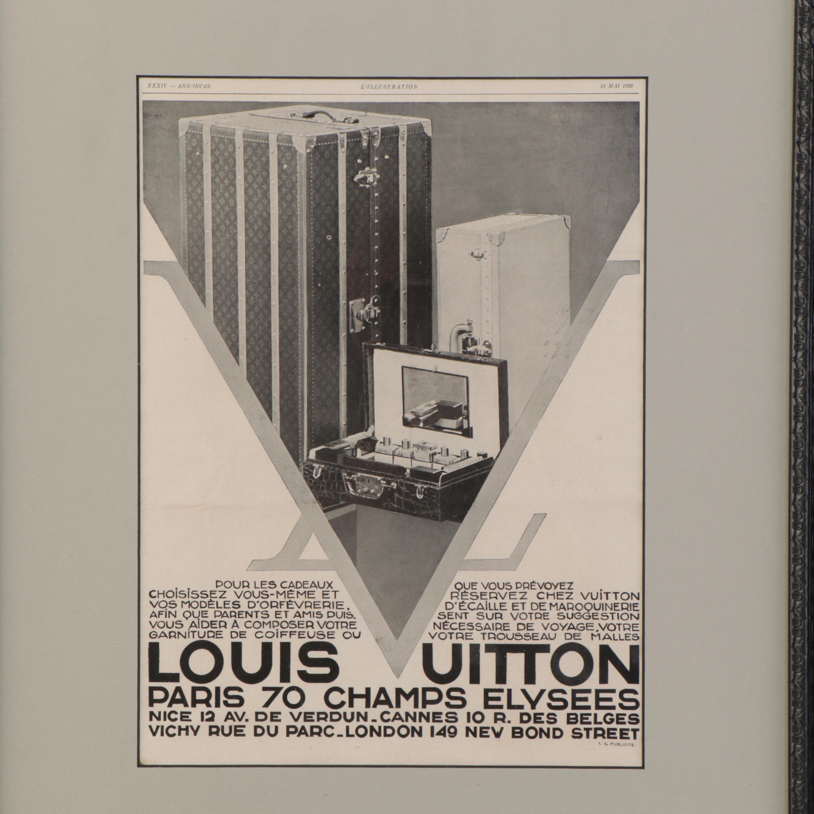Halftone Poster Print of Louis Vuitton Luggage Advertisement