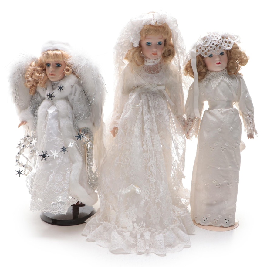 Collector's Choice Angel Porcelain Doll with Porcelain Bride Dolls