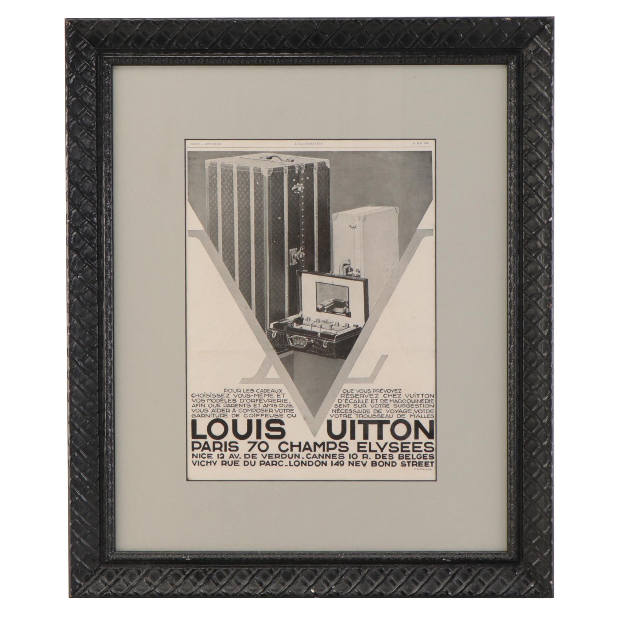 Halftone Poster Print of Louis Vuitton Luggage Advertisement