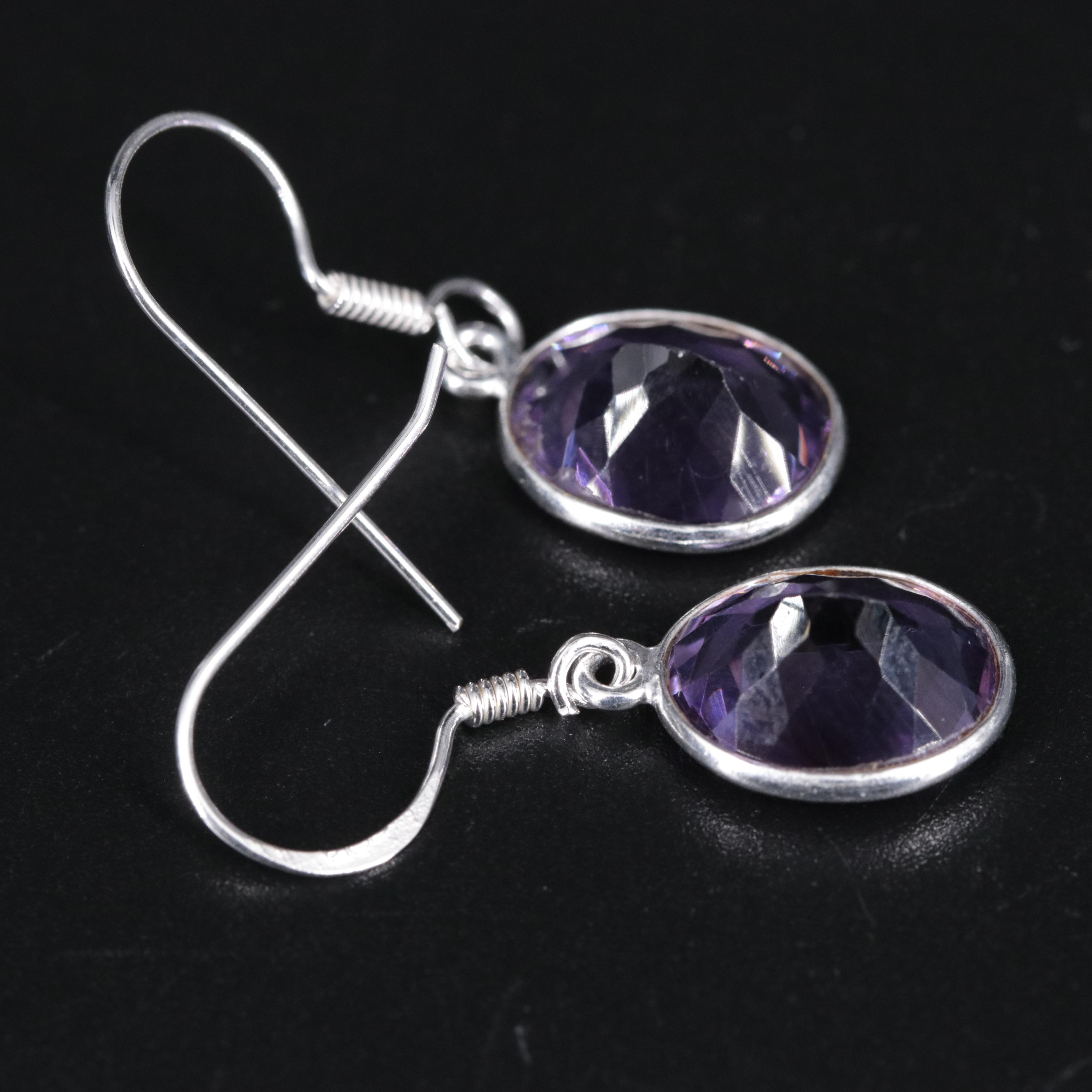 Sterling Silver Amethyst Drop Earrings