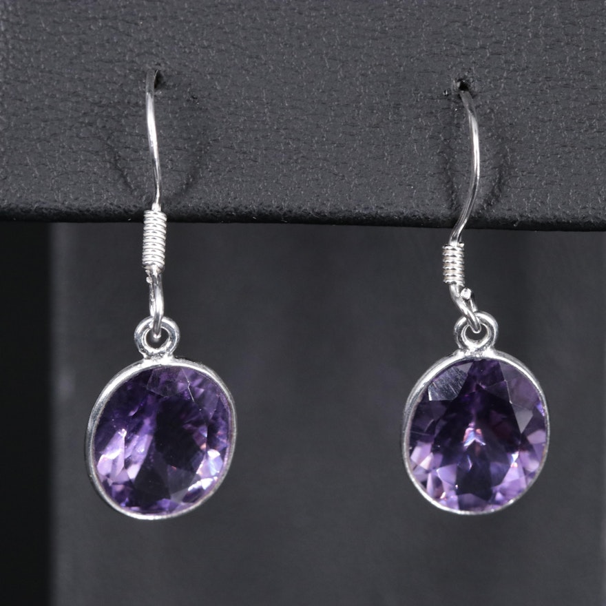 Sterling Silver Amethyst Drop Earrings