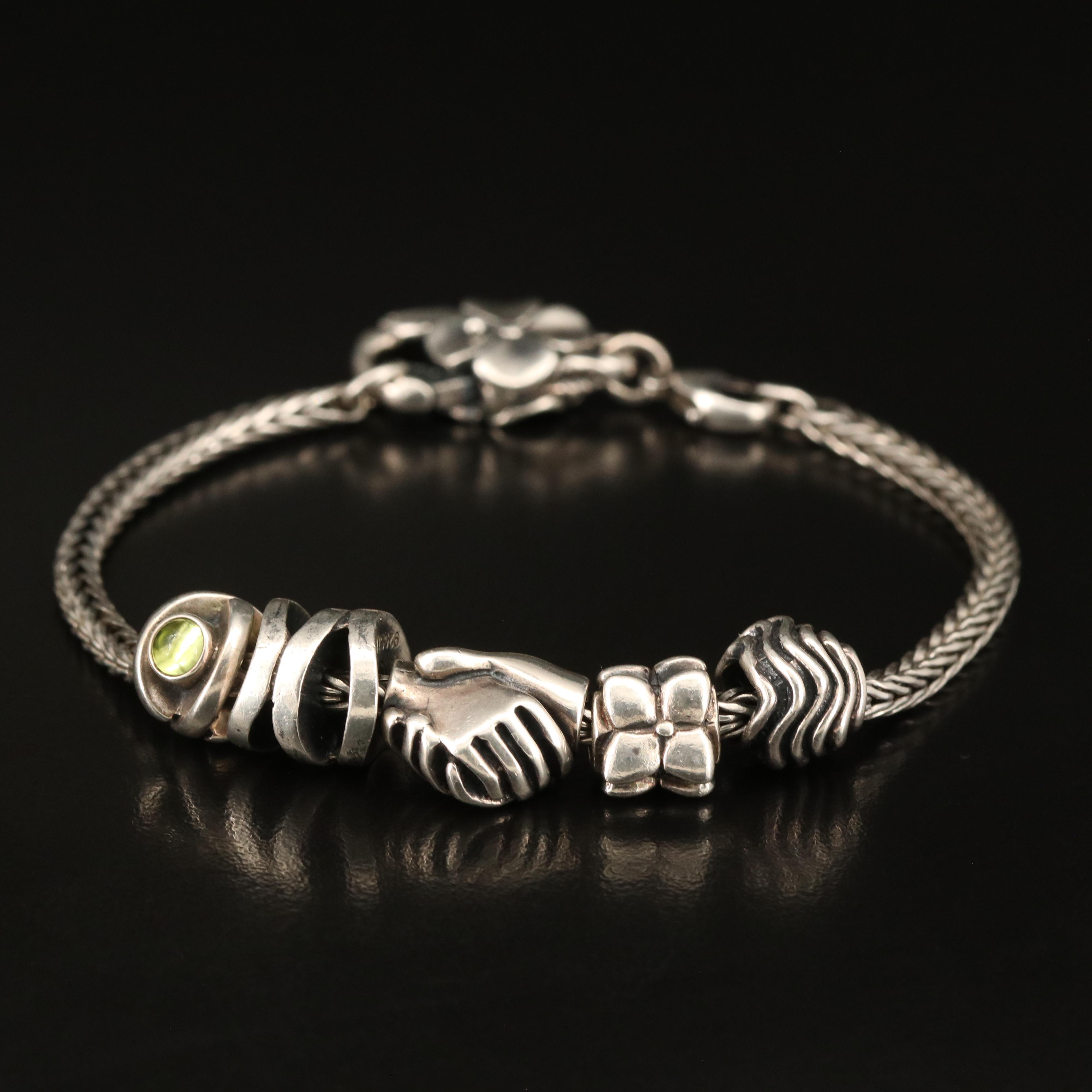 Trollbeads Sterling and Citrine Bracelet with Charms Including Pandora