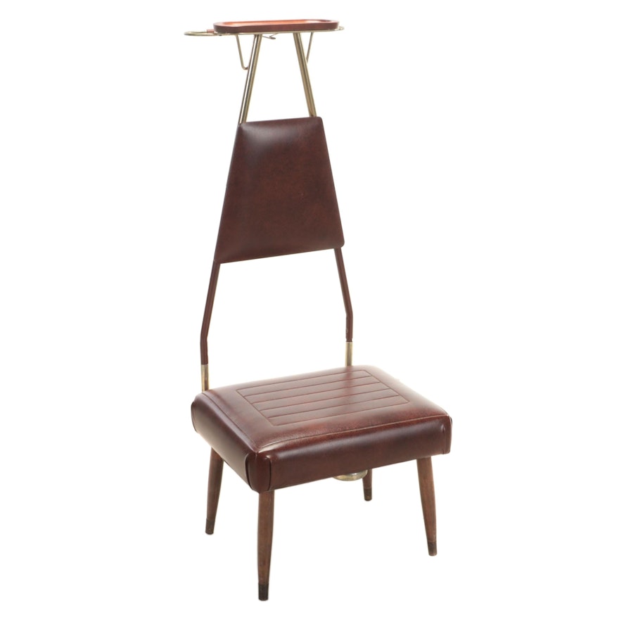 Mid Century Modern Wood, Metal and Vinyl Valet Chair