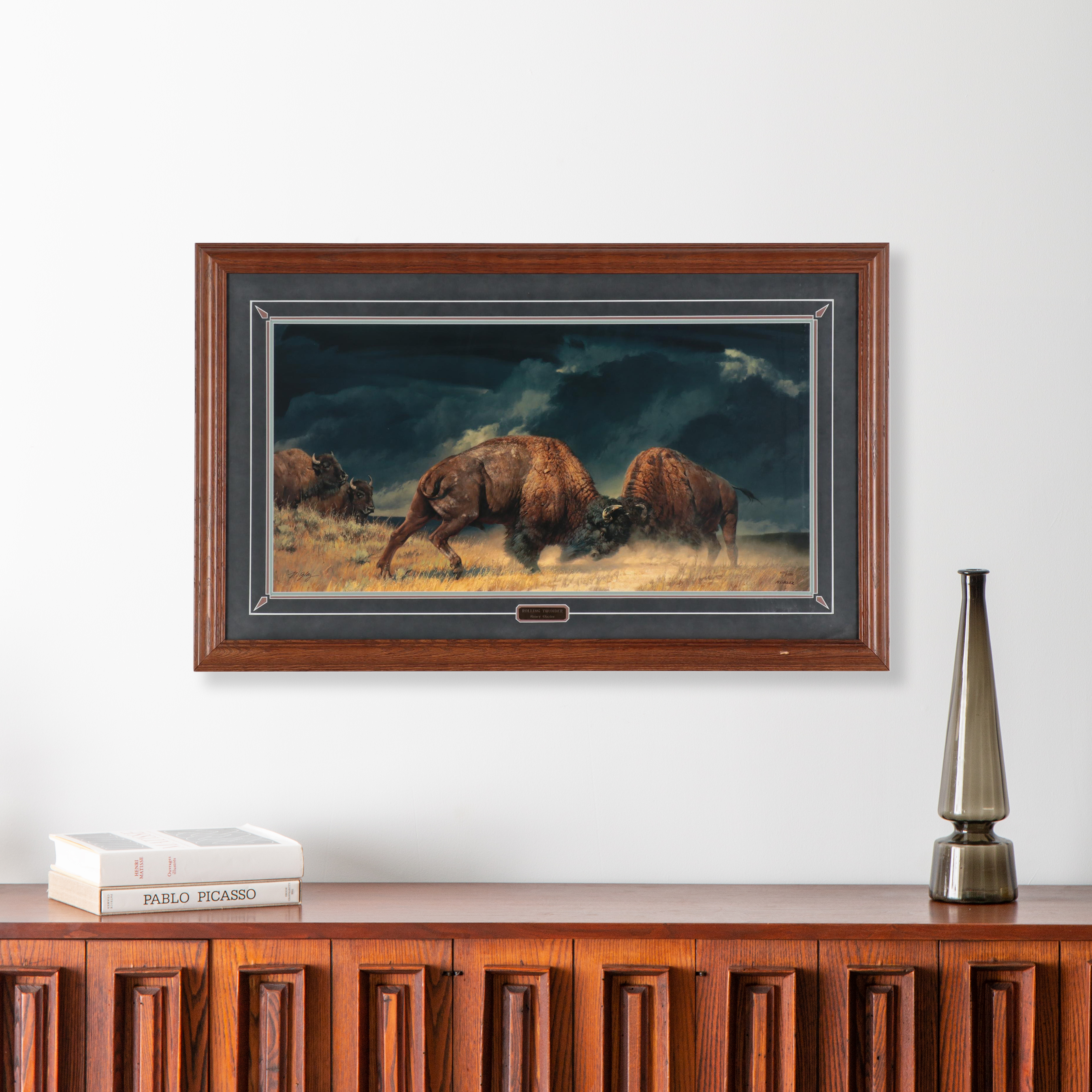 Nancy Glazier Animal Landscape Offset Lithograph "Rolling Thunder"