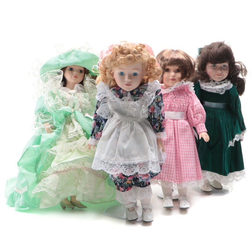 Angelina Doll Collection Porcelain Doll with Other Porcelain Dolls