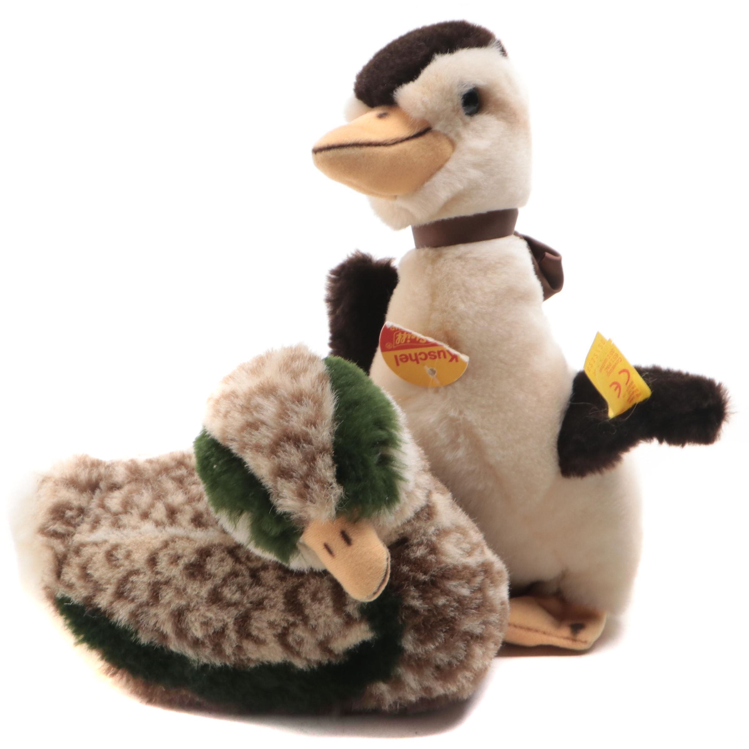 Steiff "Kuschel Duck" and "Willa Duck" Stuffed Animals with Squeakers