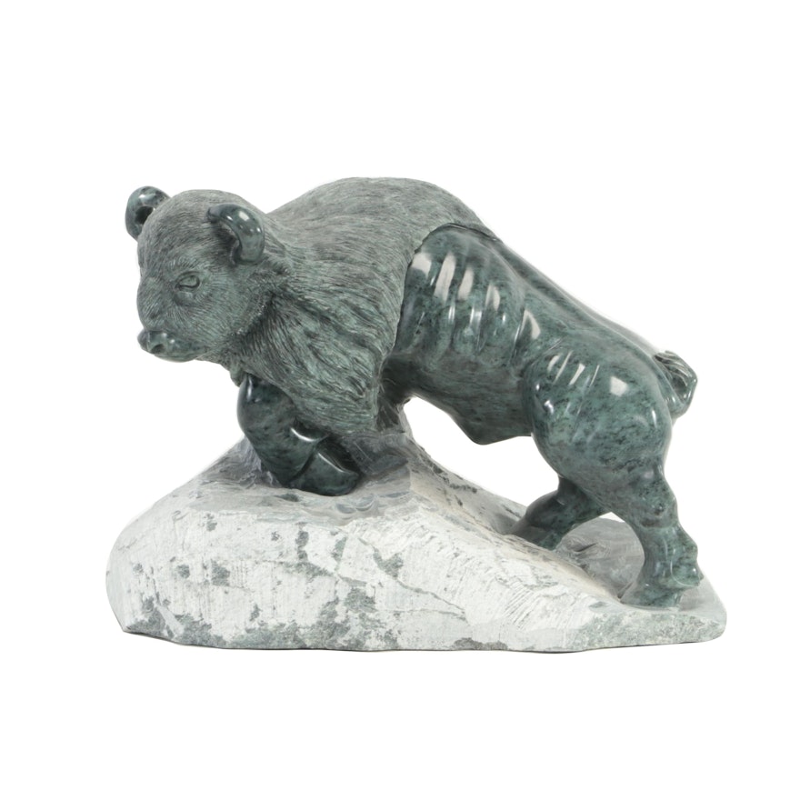 Marble Sculpture of a Bison, Circa 2003