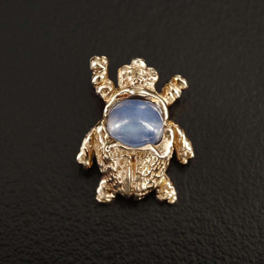 14K Sapphire Ring Beetle Pendant