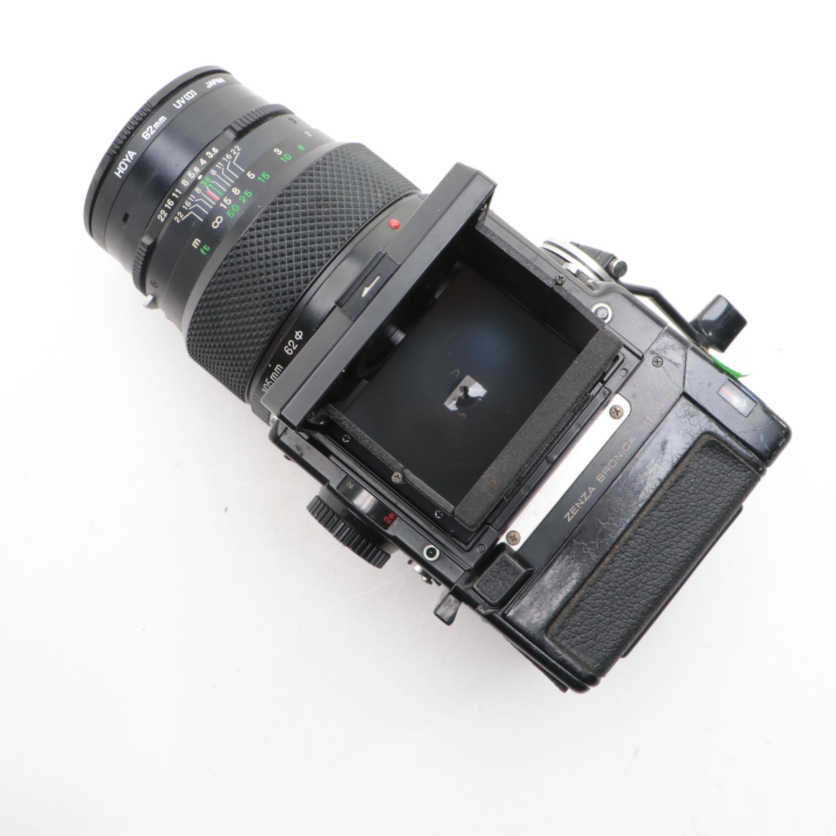 Zenza Bronica ETR Medium Format Camera, Film Back Attachment, Polaroid Case