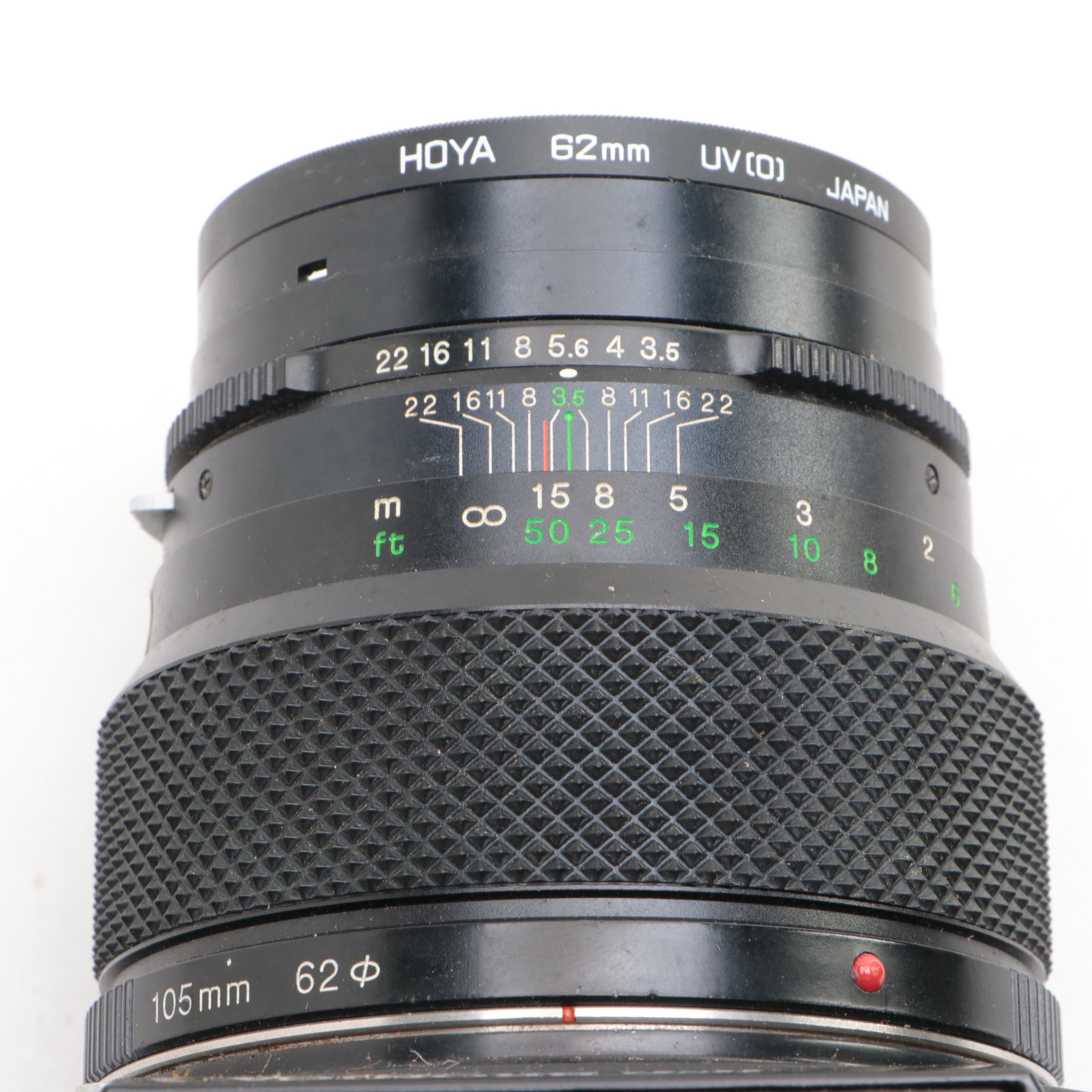 Zenza Bronica ETR Medium Format Camera, Film Back Attachment, Polaroid Case