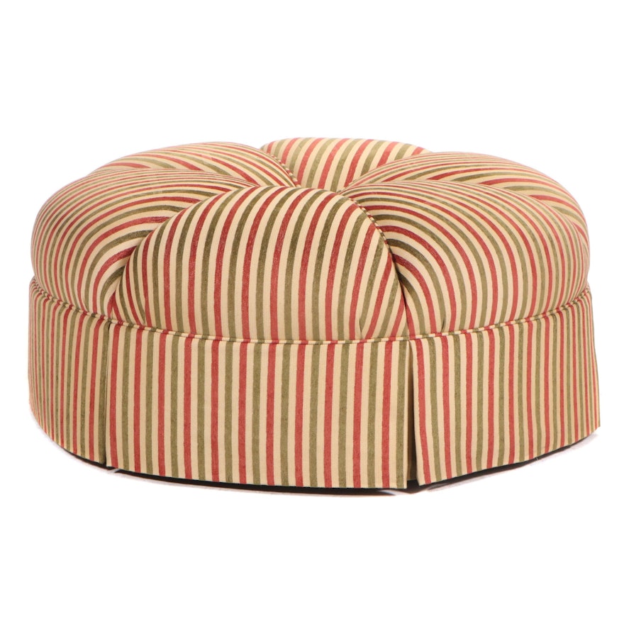 Century Furniture Custom-Upholstered and Button-Tufted Cocktail Ottoman