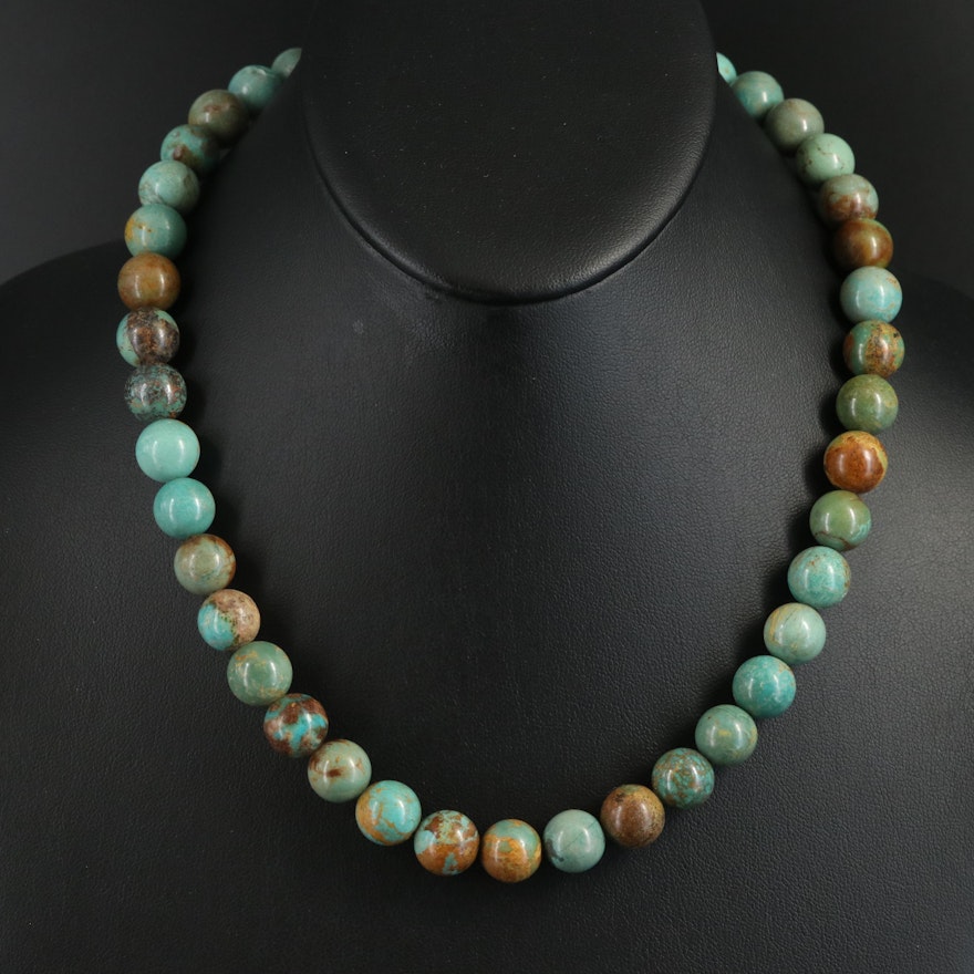 Desert Rose Trading Co. Turquoise Bead Necklace with Sterling Clasp